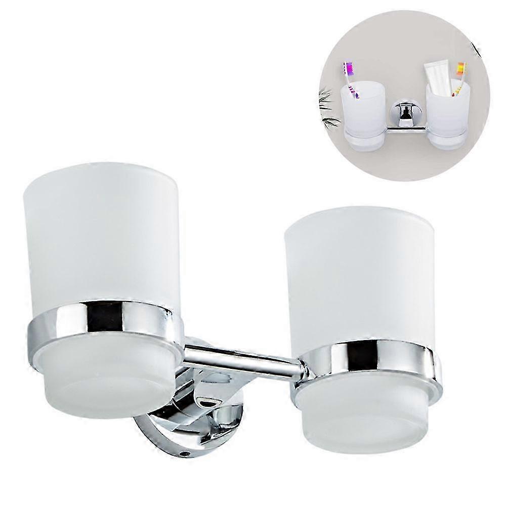 Wall Mount Double Cup Holder - Stainless Steel Bathroom Accessory