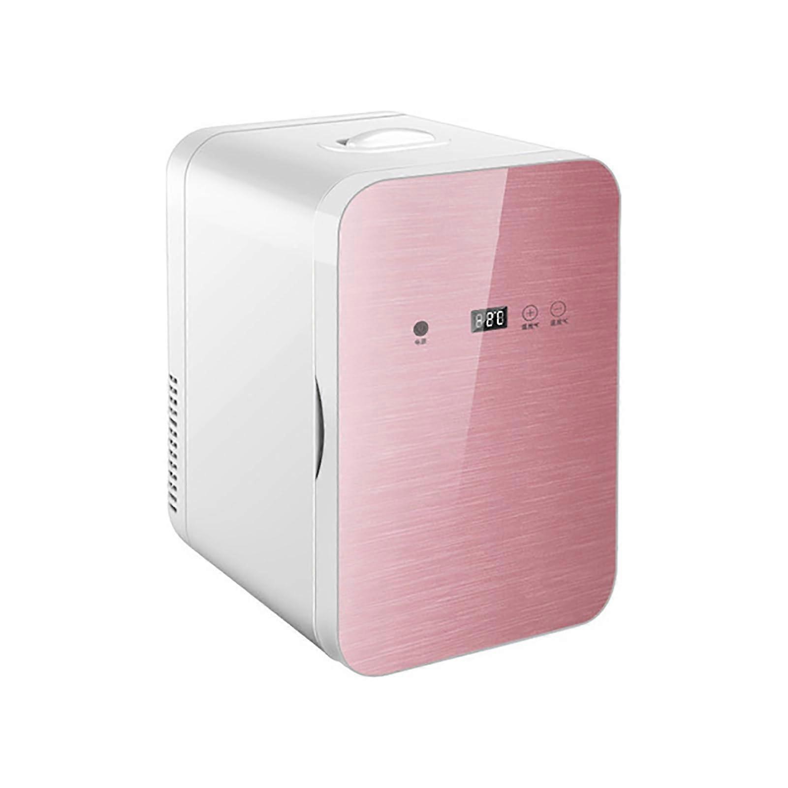 8L Mini Fridge with Digital Display, Temperature Control, AC DC Power (Pink)