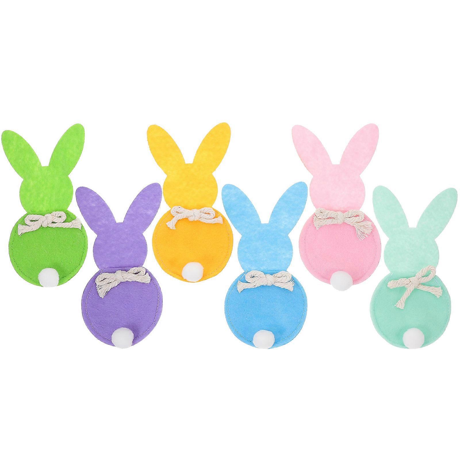 Adorable Cutlery Bags Rabbit Shaped Decoration Family Children Use Cloth Material 6Pcs