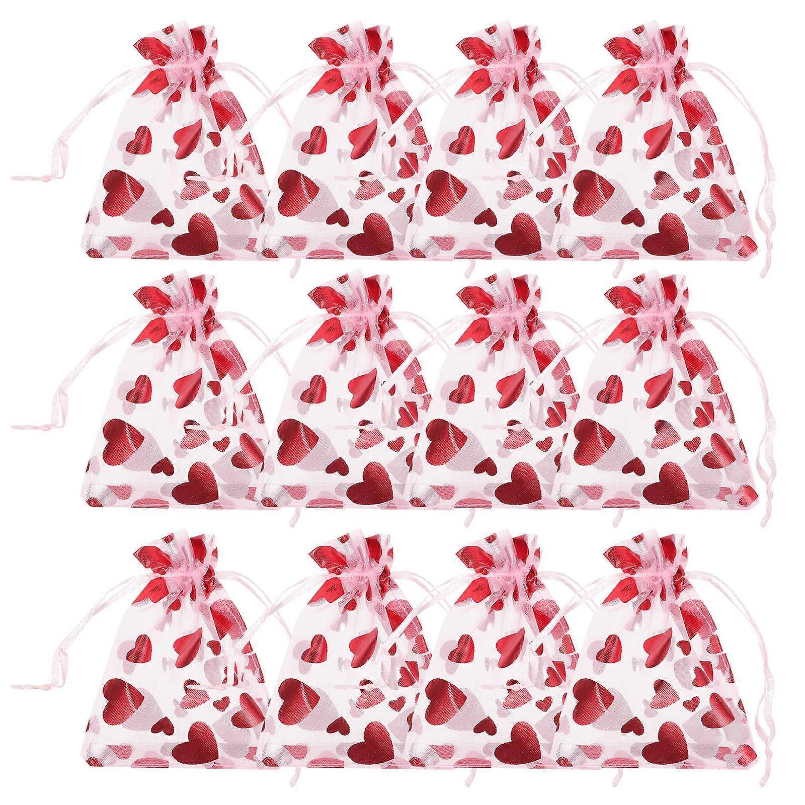 Heart Shaped Organza Bags Drawstring Closure Storage for Small Items .00X8.00X0.10CM present Packaging 100Pcs