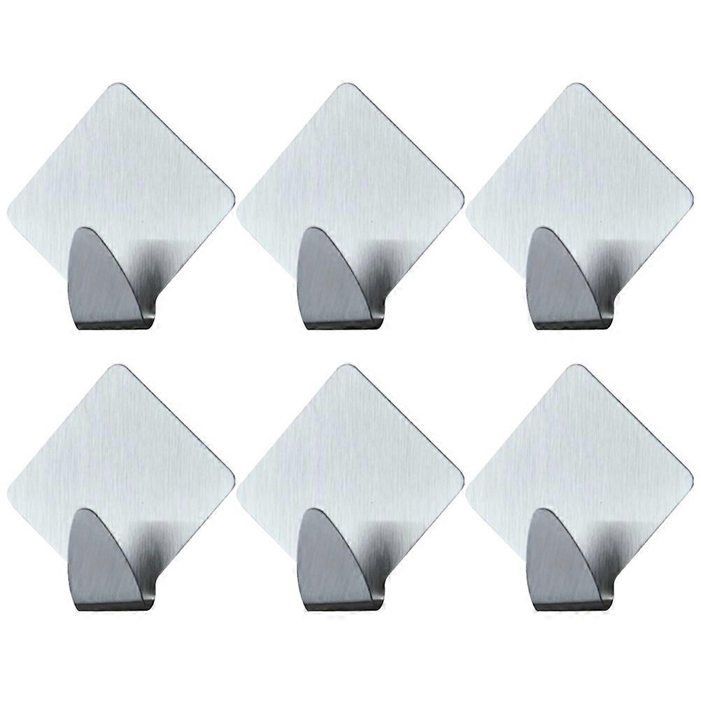 Stainless Steel Wall Hooks 6 Sets – Durable Diamond Shape Hooks for Kitchen, Bathroom & Door Use – Easy to Install