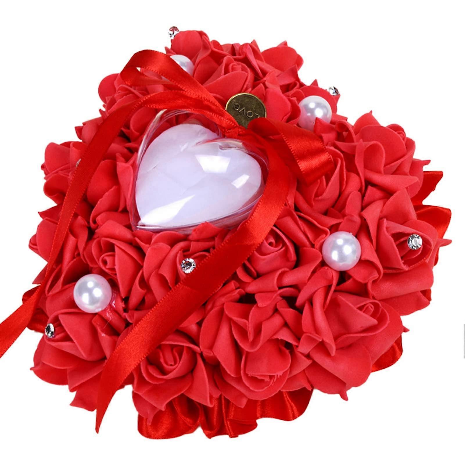 Rings Cushion Rustic Red Ring Holder Cushion with Excellent Workmanship for Jewelry Storage and Display