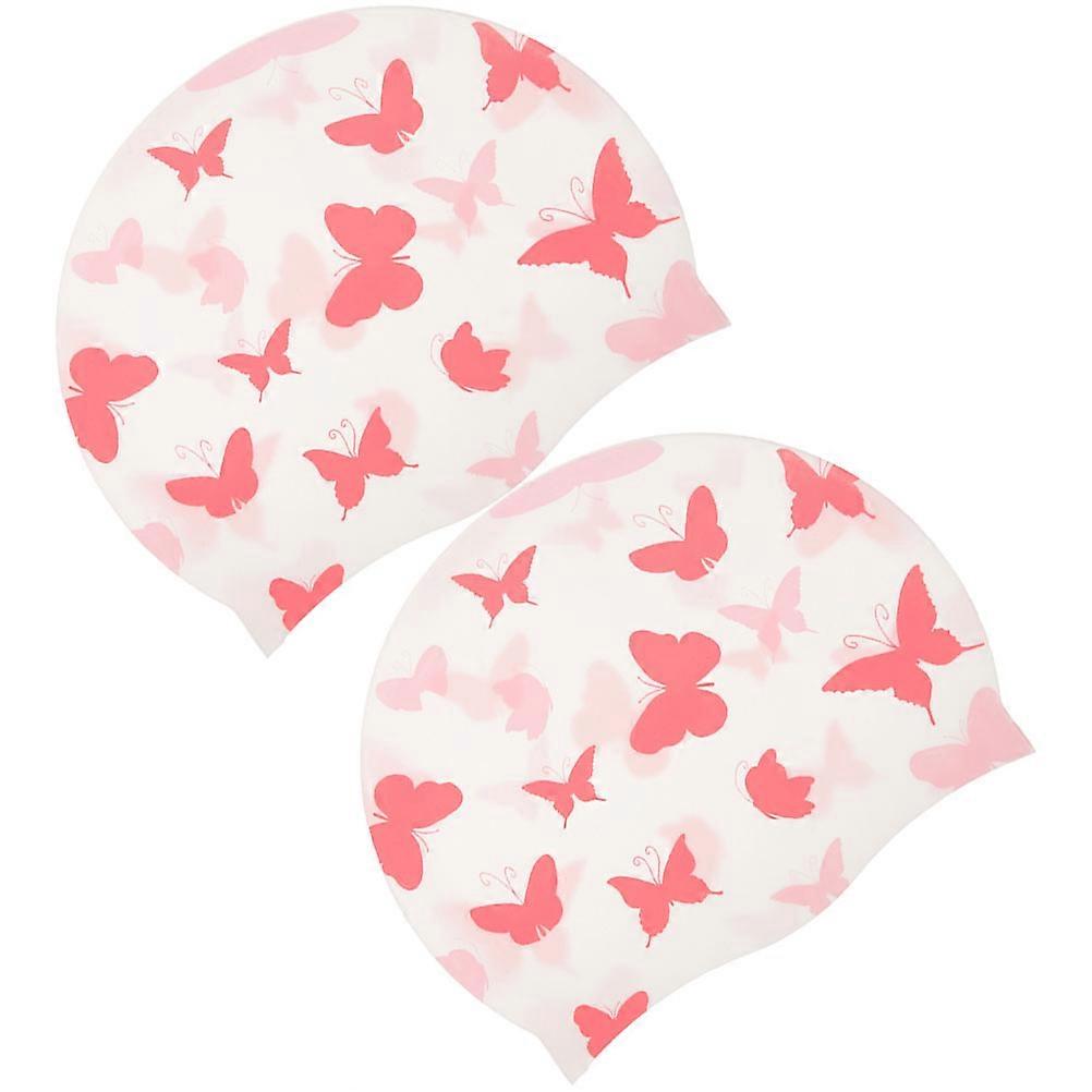 Adults Swim Cap Silicone Large Size Ear Protection For Swimming Unisex 2Set