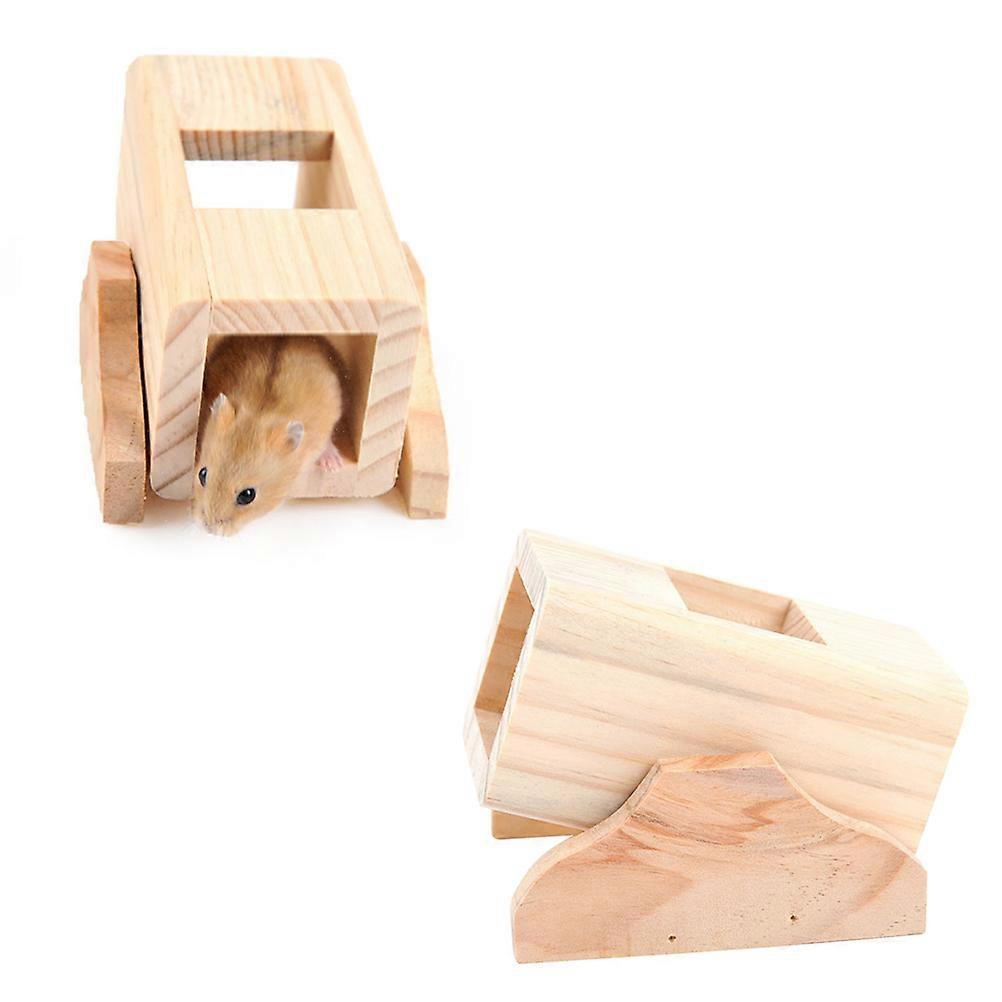 Wood Pet Toy Hamster Wooden Toys Rocker Boxes Indoor Pet Entertainment Khaki 11.2x8.6x8cm Climb 1Pack