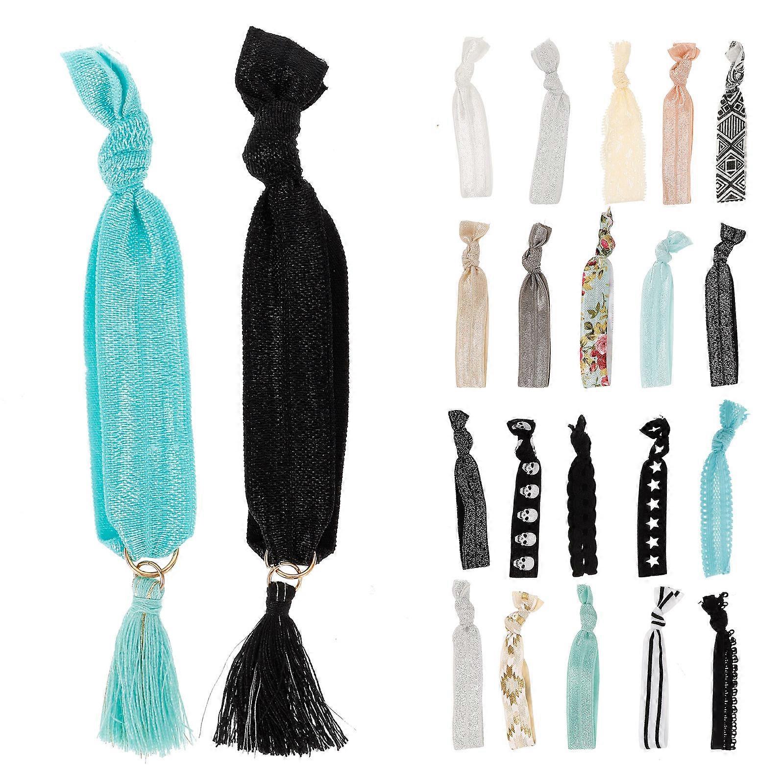 Elastic Hair Scrunchies Simple Style Ponytail Holders Fabric Material Circular Shape Daily Use 2Pcs
