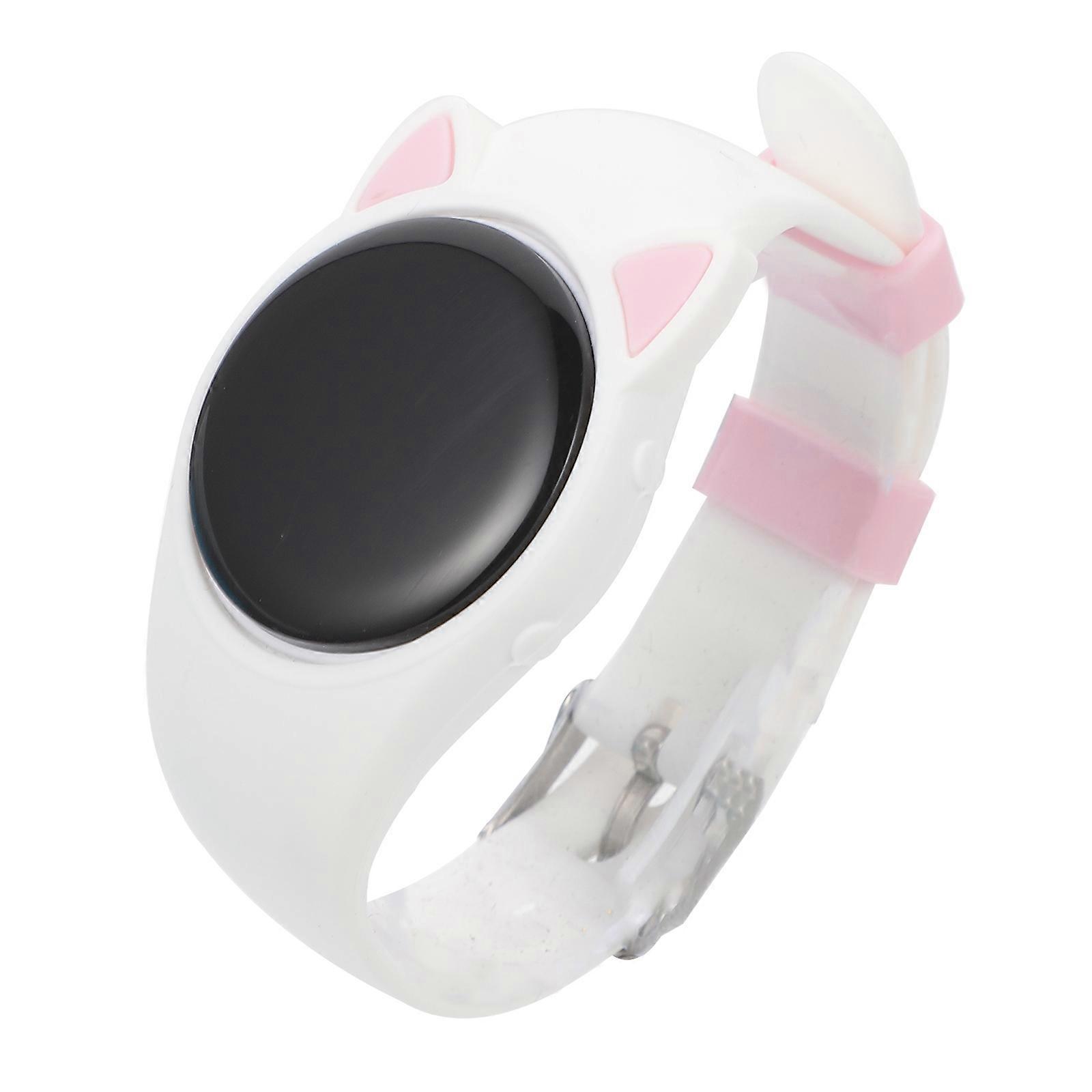 White Fitness Tracking Watch for Daily Use with USB Charging 50M Waterproof Plastic and Silicone