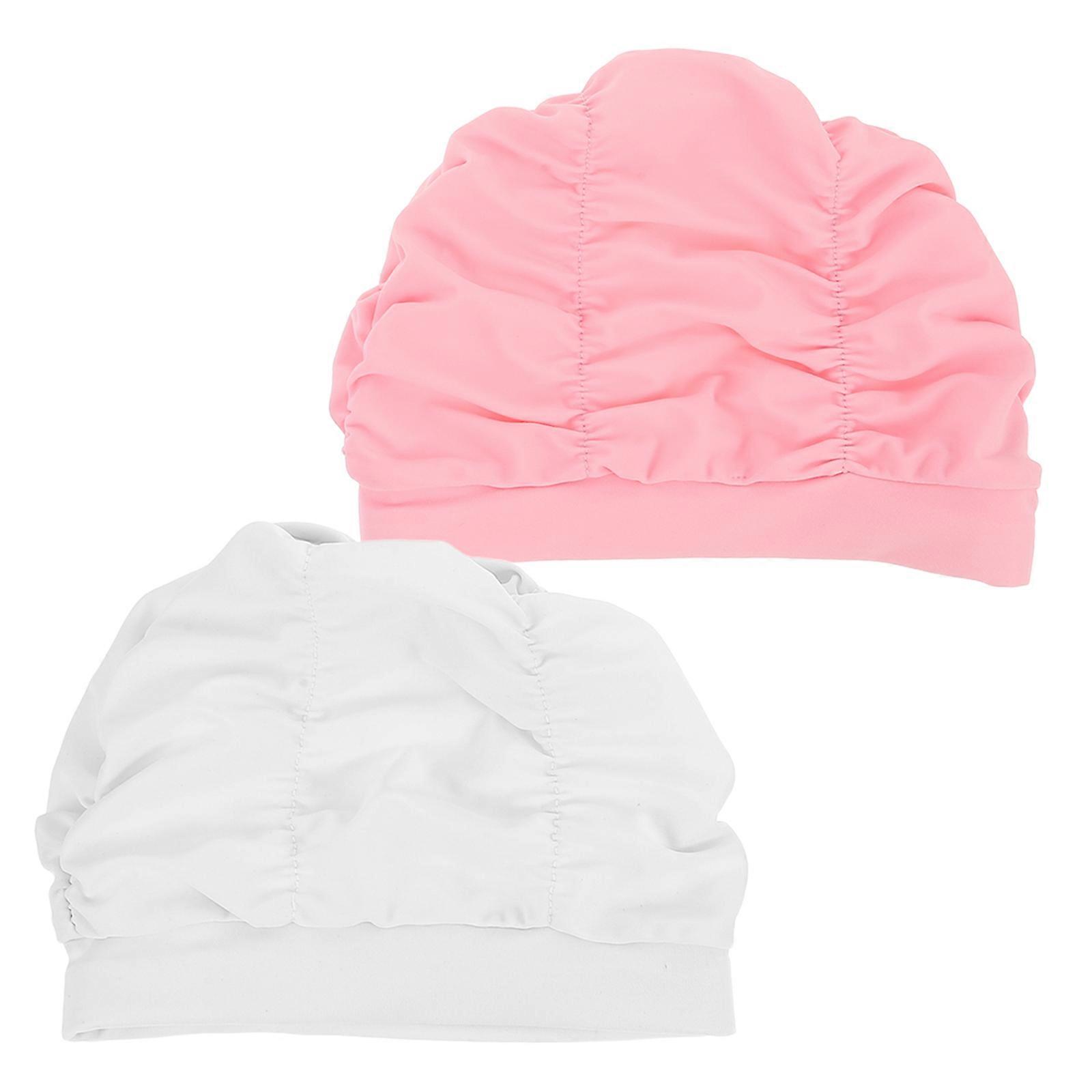 Pleated Swim Cap for Women – Elegant Long Hair Swimming Hat with Quick Drying Elastic Material, Comfortable Fit for Pool Activities and Frequent