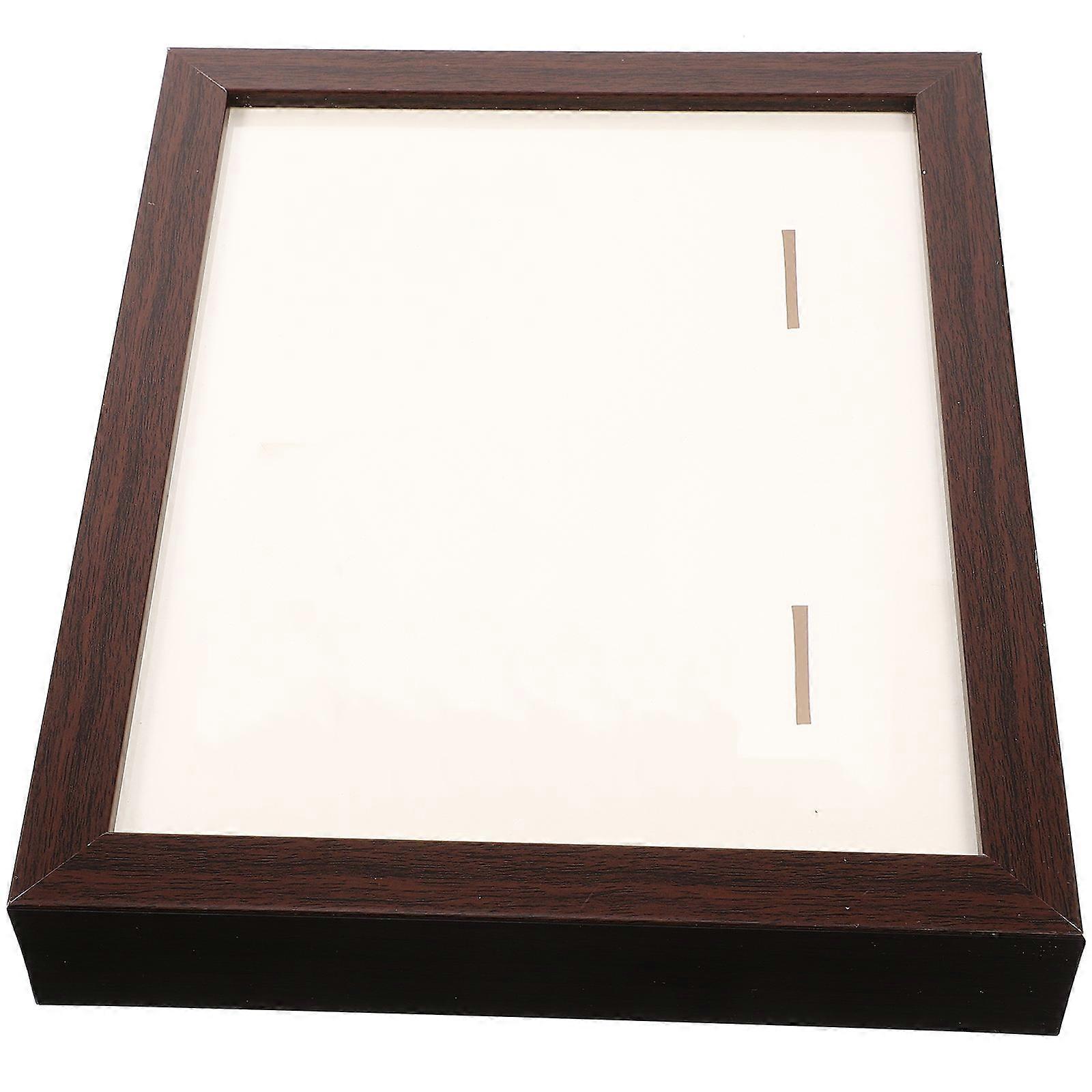 Multifunctional Desktop Medal Photo Frame with Badge Holder, Unique Shape Walnut Finish for Photos, Medals, and Trinkets Display at Home or Office