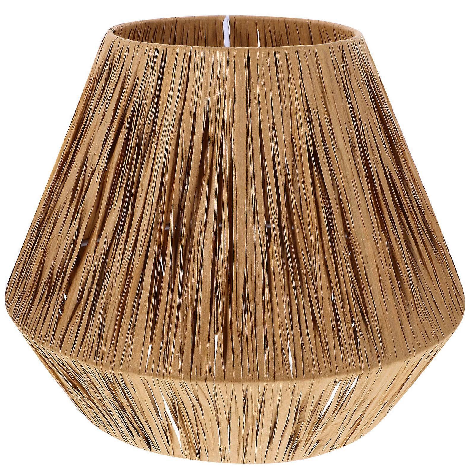 Rustic Woven Lampshade Table Floor Lamp Cover Interior Design Cream Yellow Cylindrical Diy Assembly 1Pcs