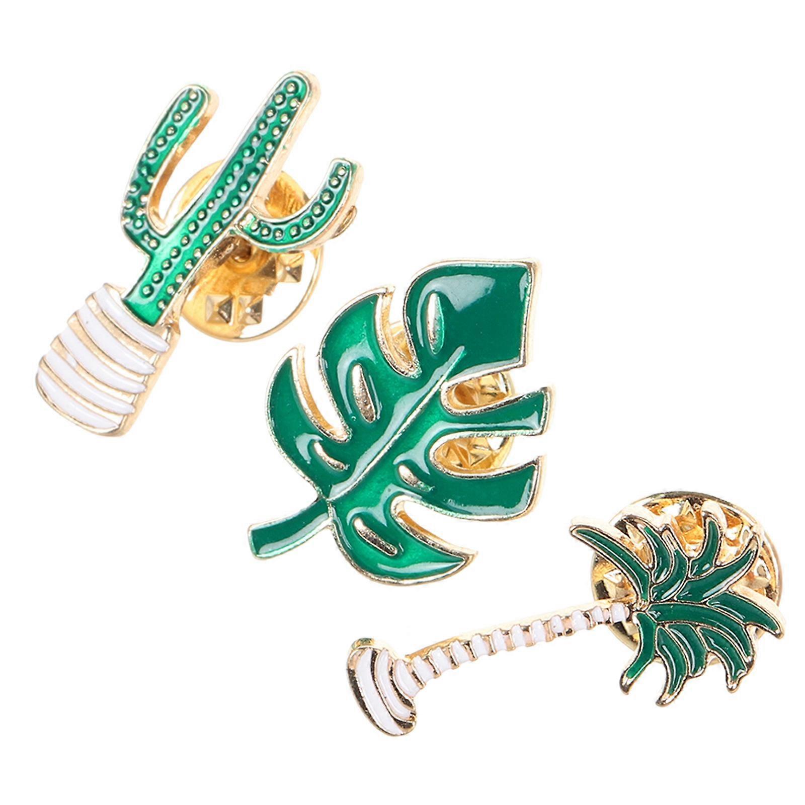 Enamel Cactus Brooch Pin Unique Brooch Set Tree Shape Brooch Pin Show Individual Style Outdoor Occasions 3Pcs