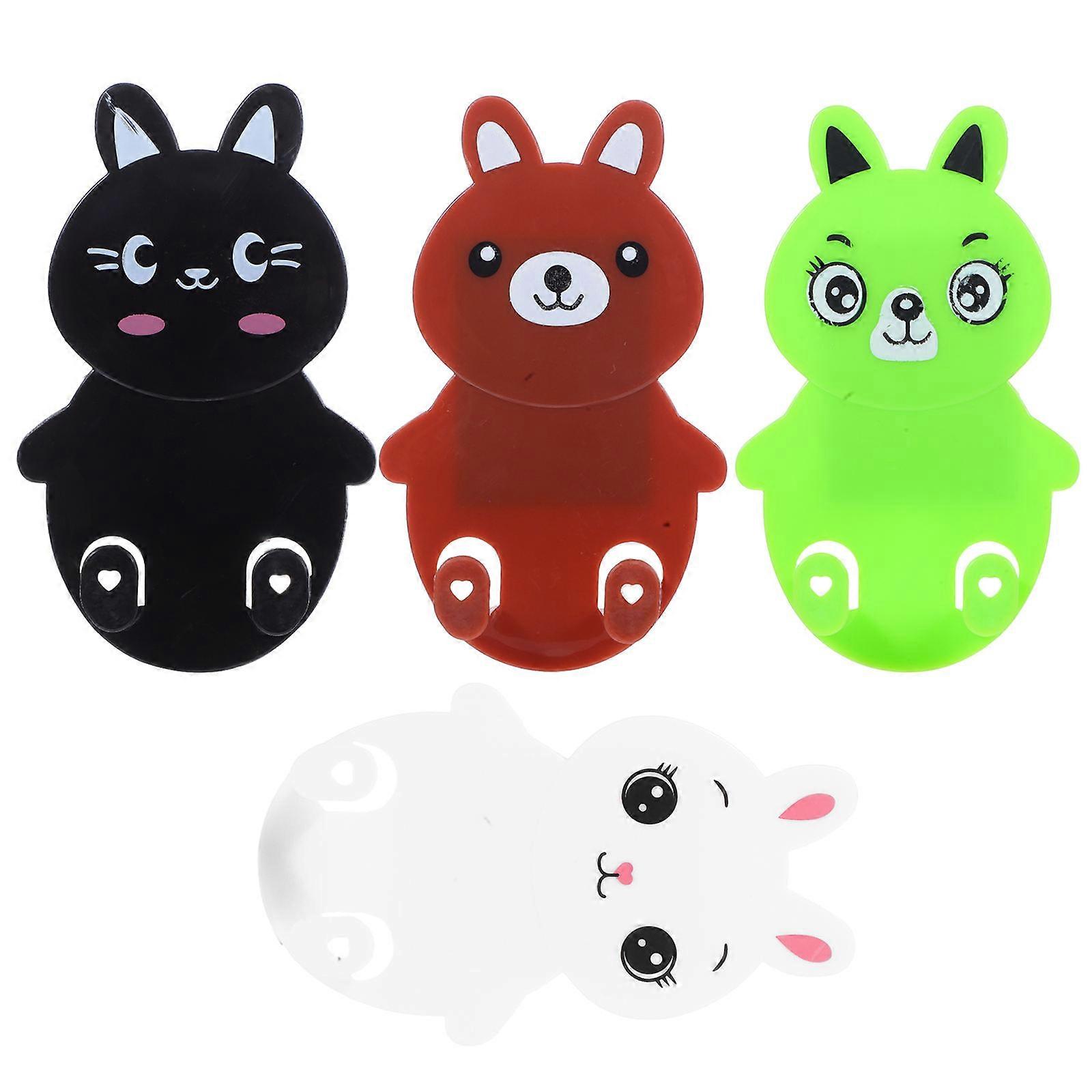 Cartoon Animal Hook Power Plug Hooks Cute Key Holder Wall Storage Rabbit Shape PP 4Pcs