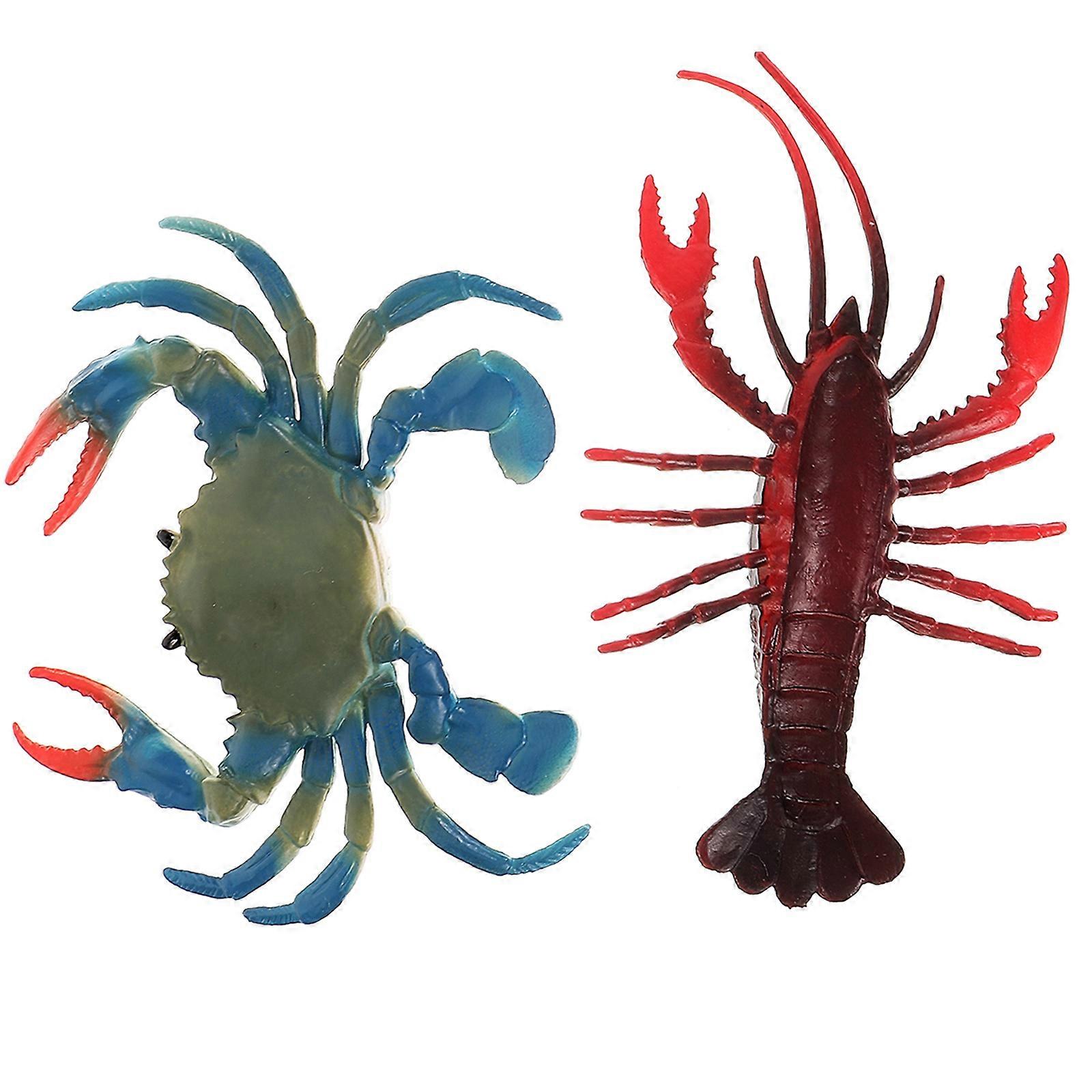 Toy Crabs Aquarium Shrimp Model Fish Tank Decorative Simulation Shrimp Assorted Color 13x7.5cm Educational Toy 2Pcs