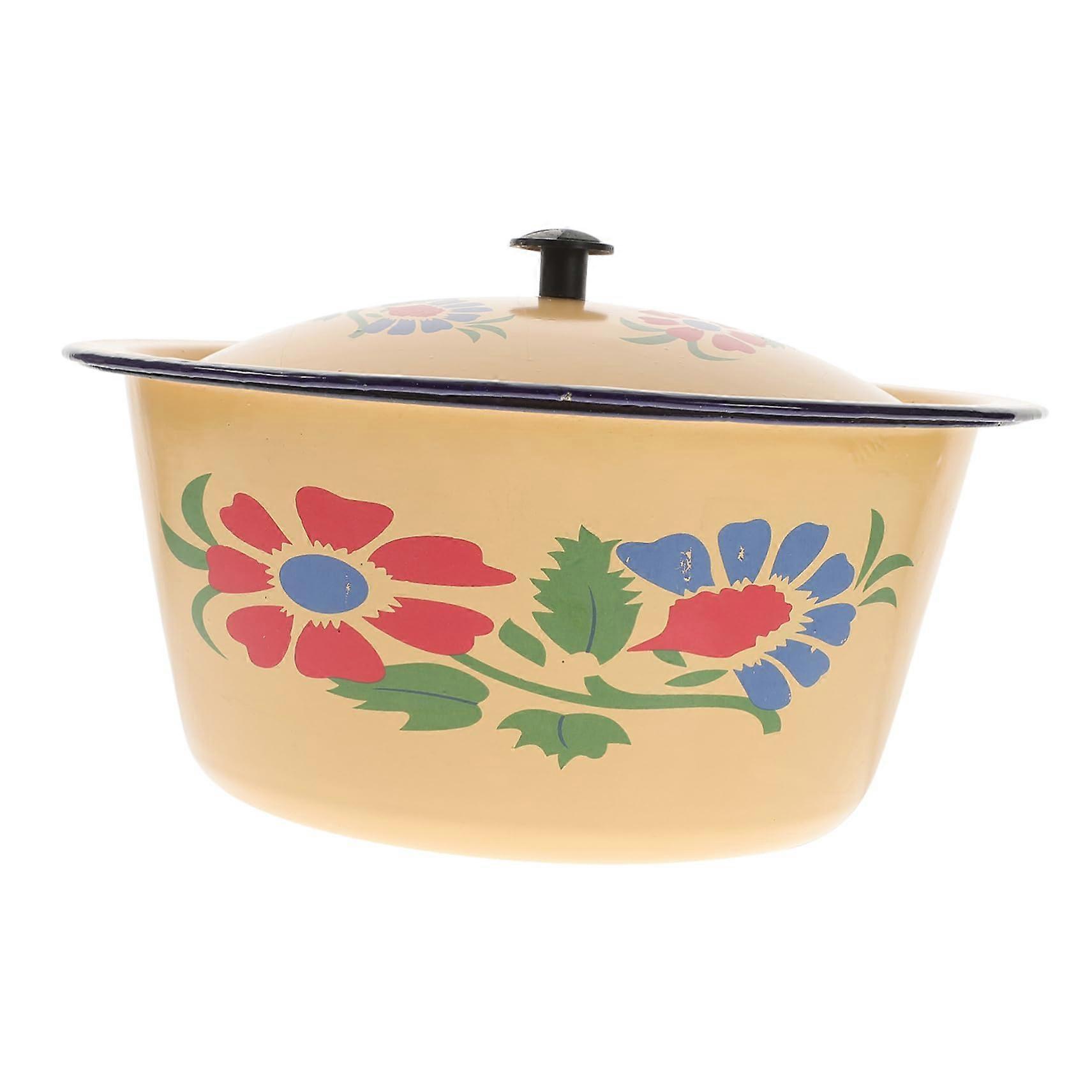 Enamel Basin, Kitchen Sink, Vintage Enamel Soup Bowl, Vegetable Washbasin, Retro Storage Basin, Enamelled Basin 23x23cm