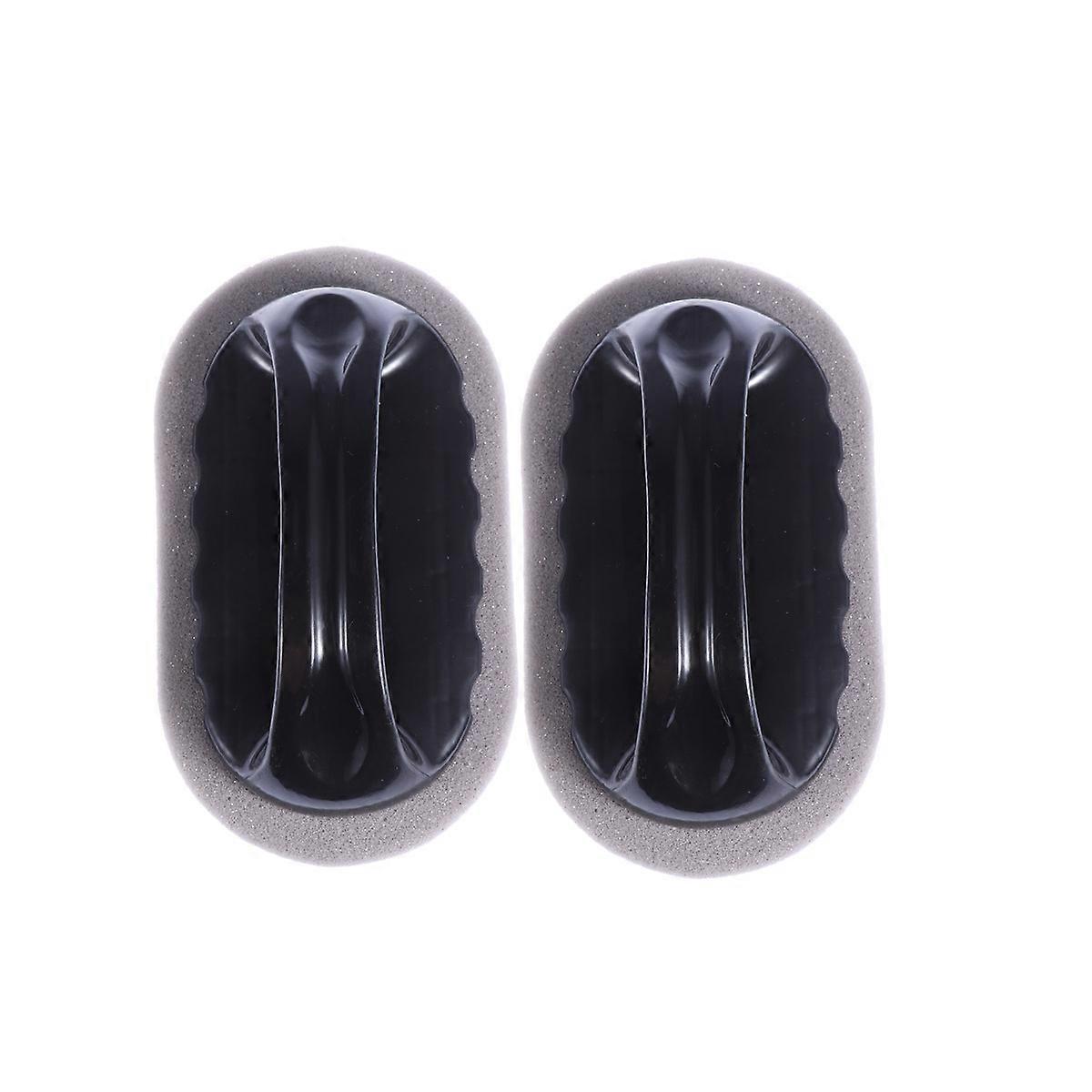 Scrub Pad With Handle Sponge Brush Decontamination Cleaning Tools Rectangular Black 2Pcs