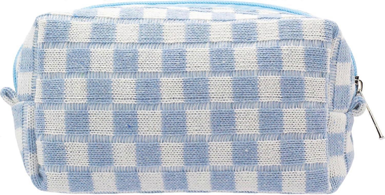 Checkered Makeup Bag for Purse Portable Zipper Make Up Pouch Small