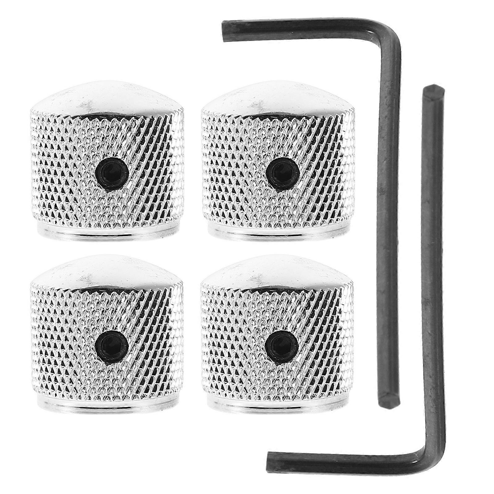 Metal Electric Guitar Bass Volume Tone Control Knobs 4pcs Set for Durable Potentiometer Replacement with Wrench for Precise Sound Tuning