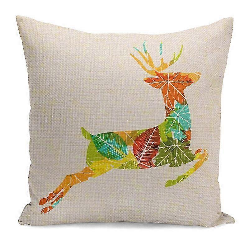 Leaf Pattern Throw Pillow Case Cotton Linen Square Animal Sofa Cushion Cover Design