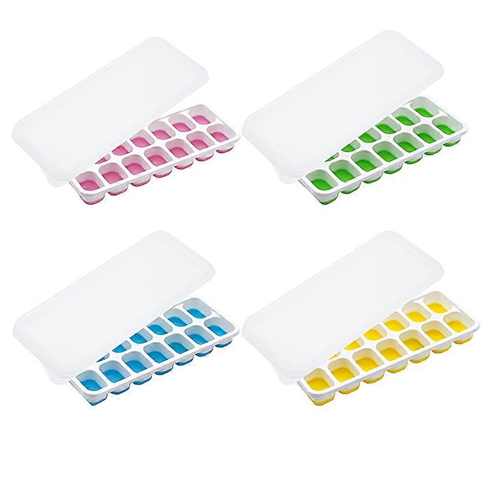 4Pcs Ice Silicone Mould 14 Cubes Container Round Ice Cube Tray for Whiskey