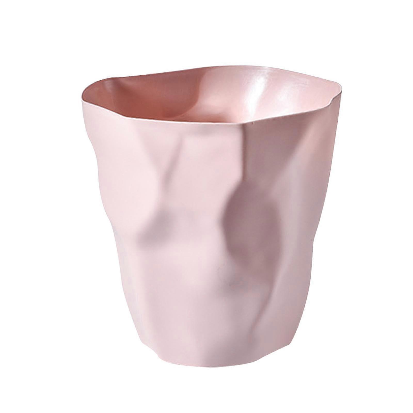 Trash Can Waste Paper Bin Household Dust Bin Without Lid Top Open Trash Can for Bedroom Bathroom Home Under Pink