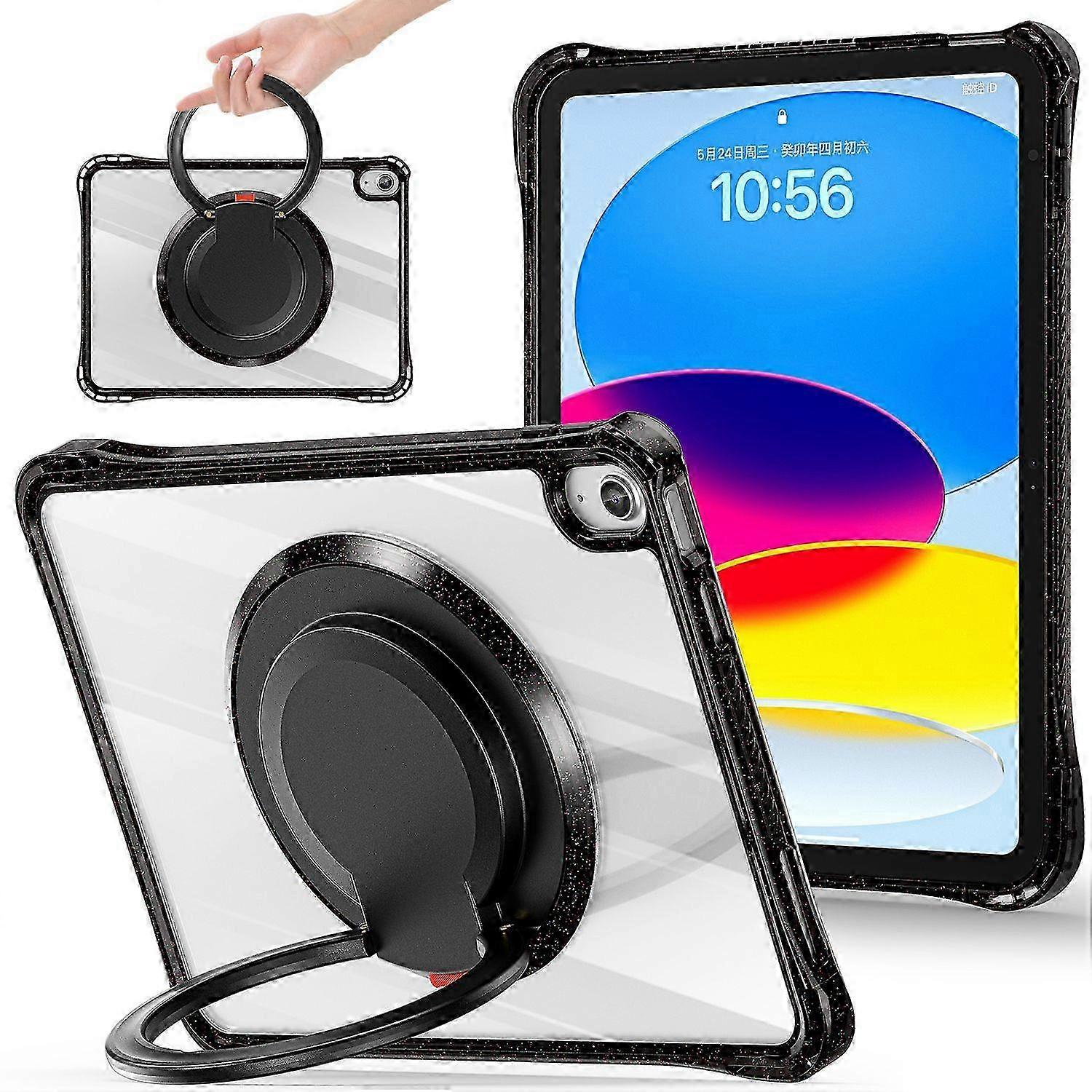 Rotating Handle Grip TPU+PC Clear Tablet Cover for 10.9-Inch Tablets