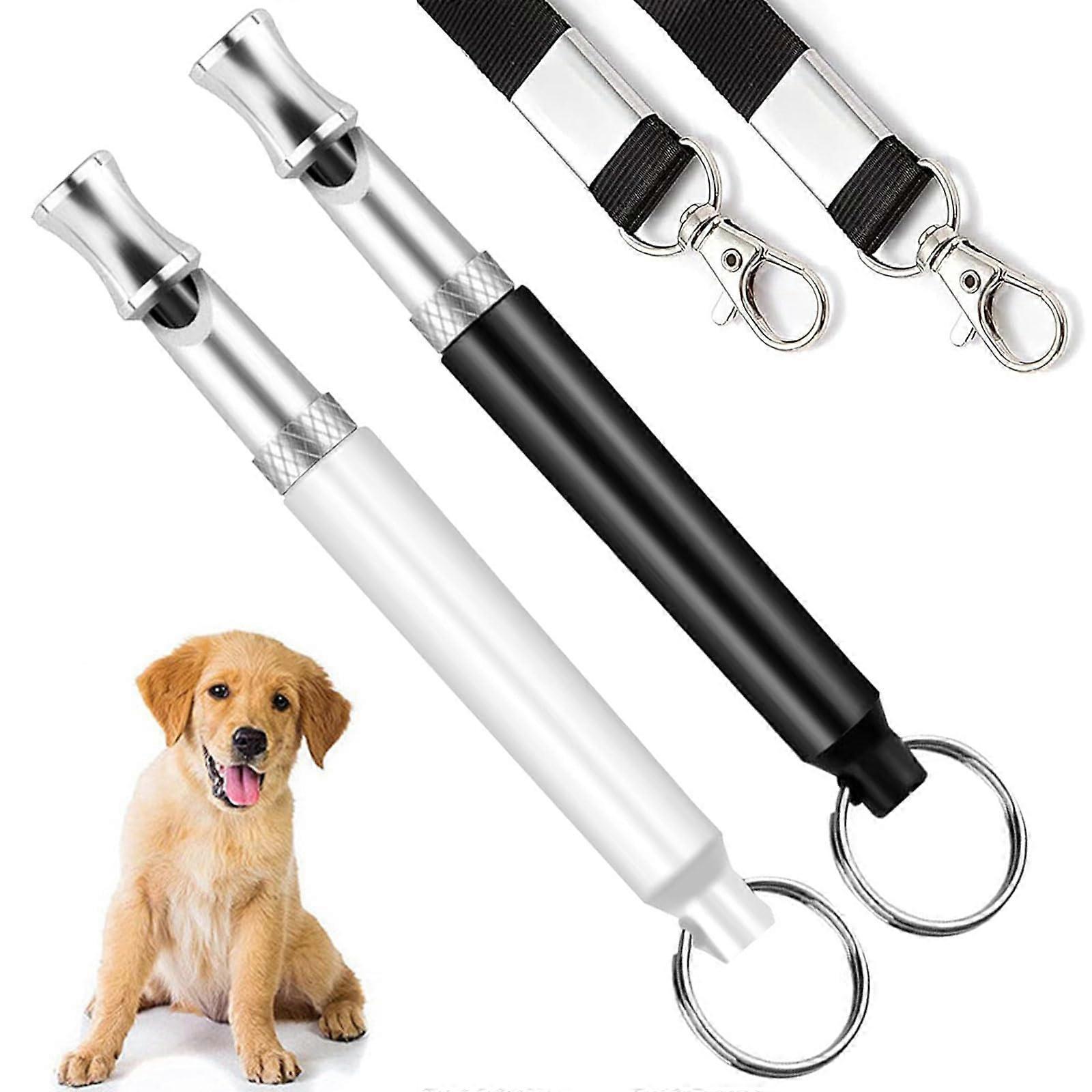Dog Whistle 2-Pack Ultrasonic Recall Training, Adjustable Bark-Control Whistle With Lanyard