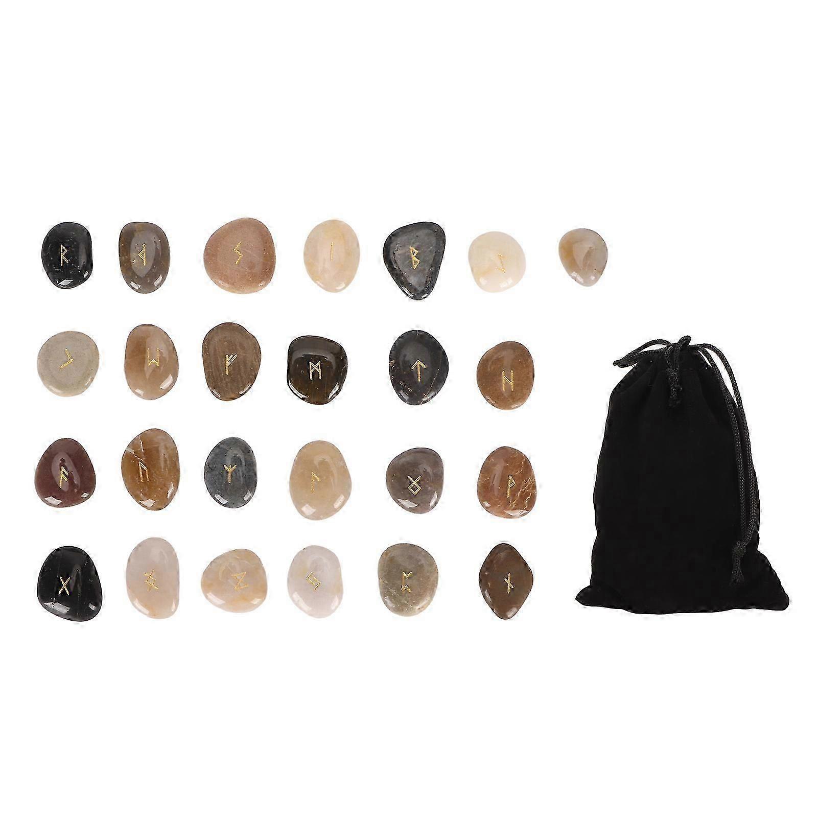 25Pcs Rune Stones Set Good Luck Eliminate Negativity Lightweight Divination  Tools For Housewarming Meditation