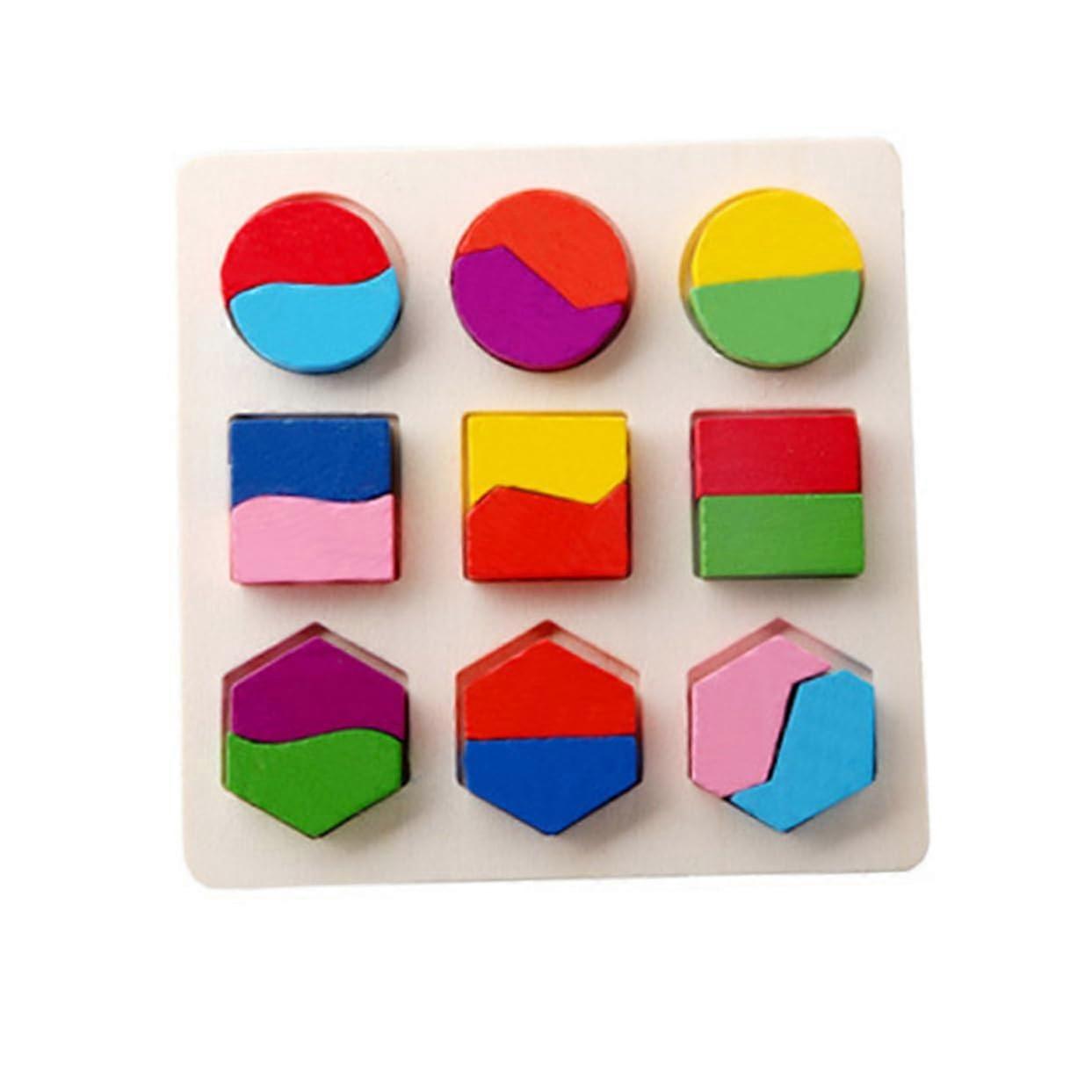 2 Pieces Puzzle Board Geometry Puzzle Geometry Recognition Toy Geometry Board Bamboo