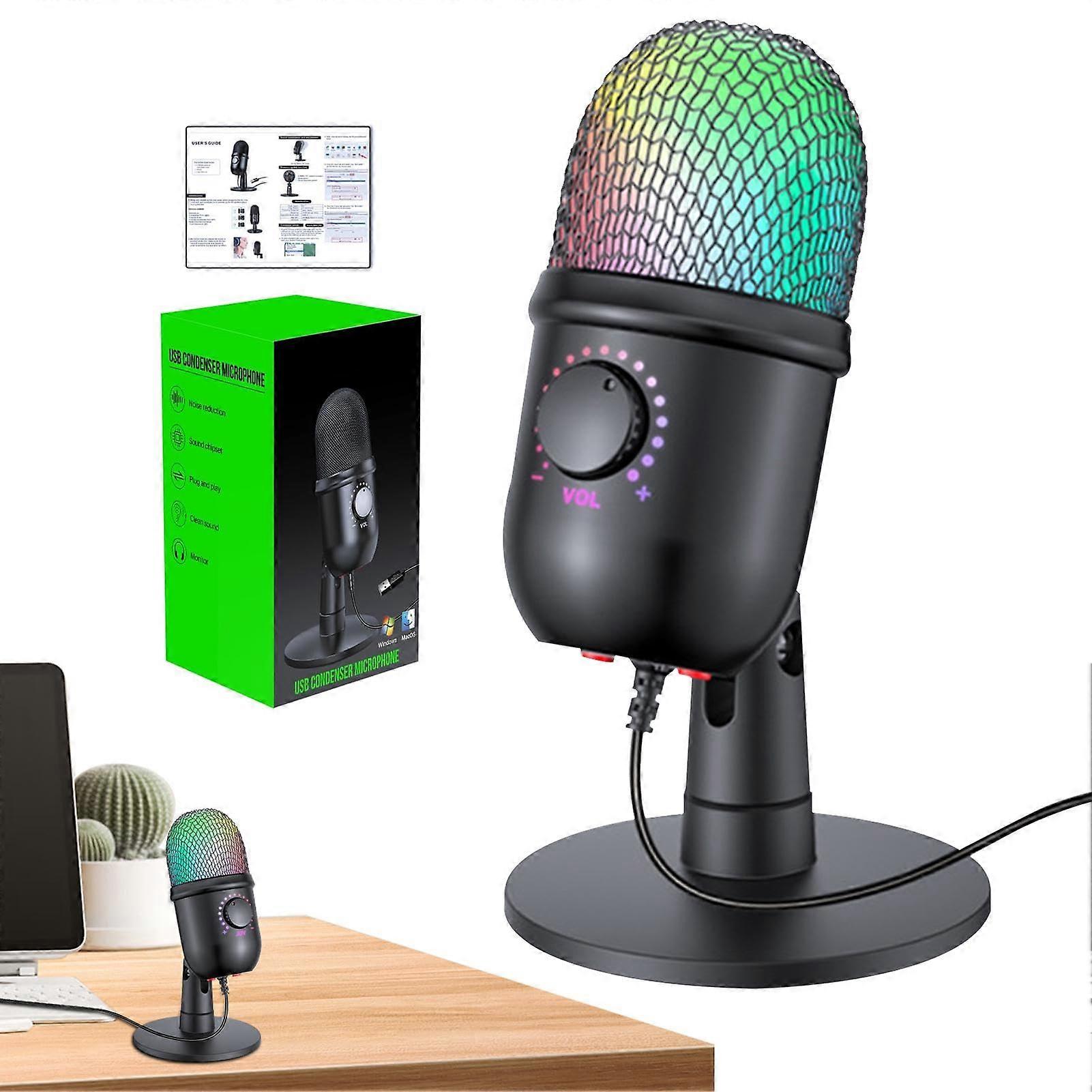 USB Condenser Microphone, USB Microphone, Multifunctional PC Microphone