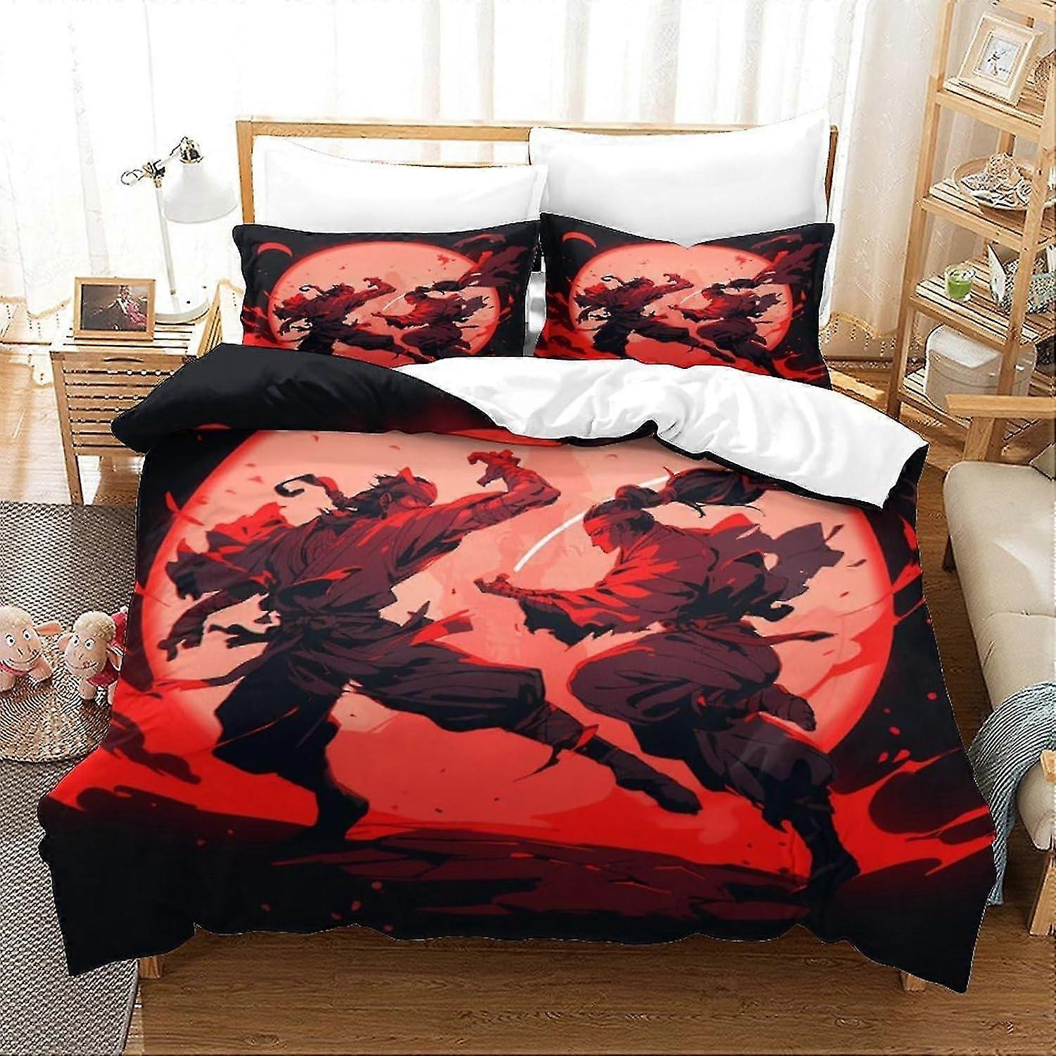 Wushu Karate Themed 3D Anime Bedding Set, Soft 100% Microfiber 3PCS, Available in Single Double King Size