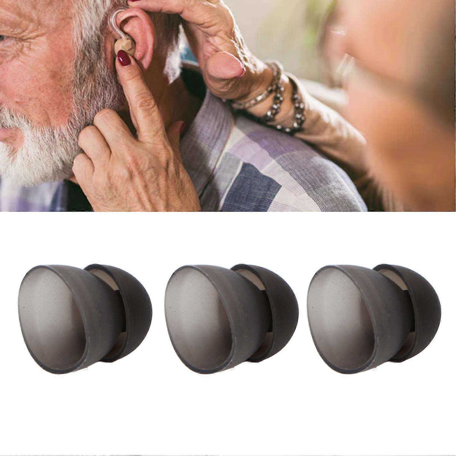 10pcs Hearing Aid Domes Soft Silicone 8mm Double Layer Closed Type Washable Anti Static Ear TipsBlack 