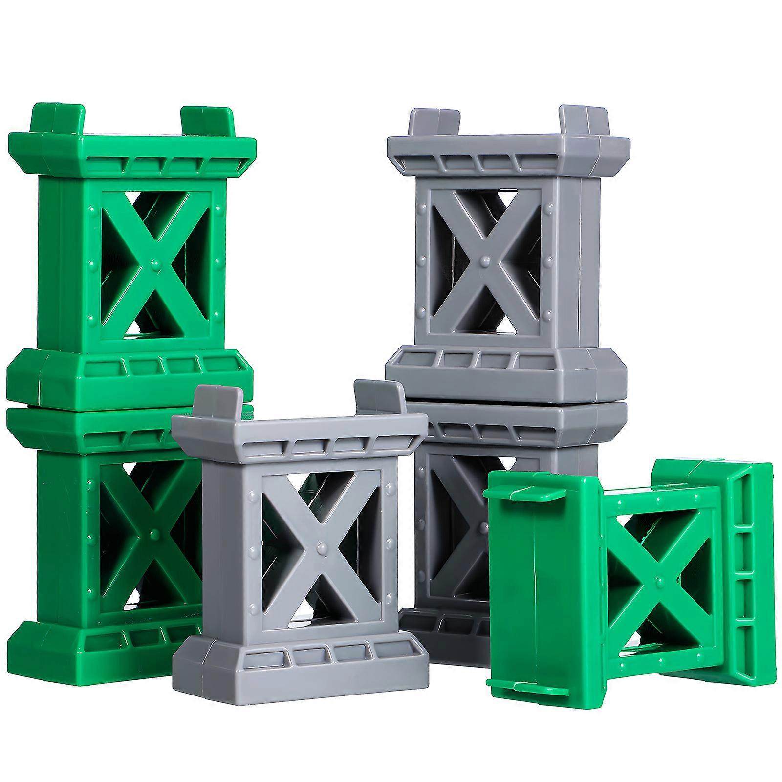 6pcs Train Bridge Supports for Wooden Tracks Accessories Compatible with Various Railway Play Sets Gray Green Riser Pieces for Safe and Stable