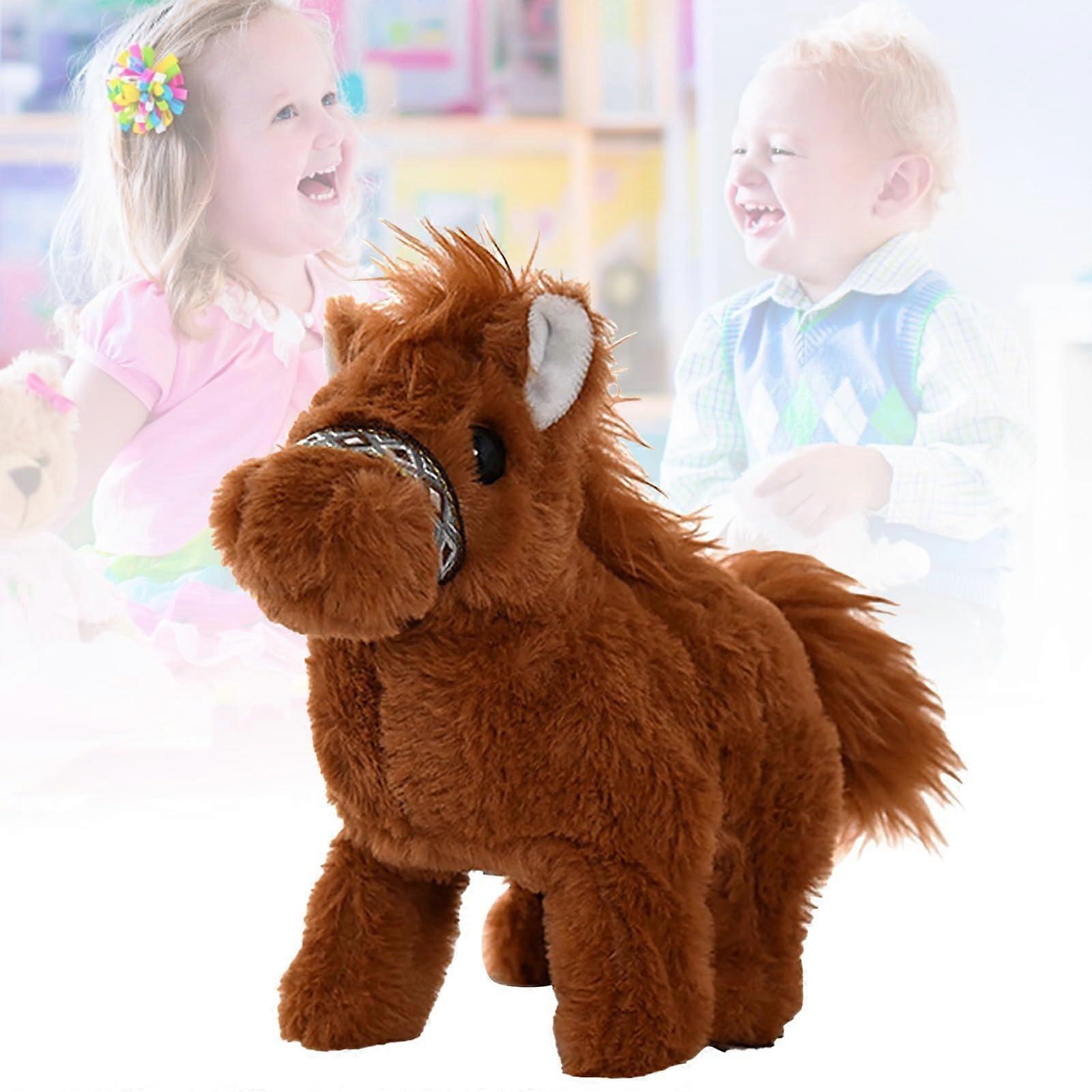 Electronic Running Horse with Animated Walking, Wagging Tail, Gift for Children (20x10x17cm)