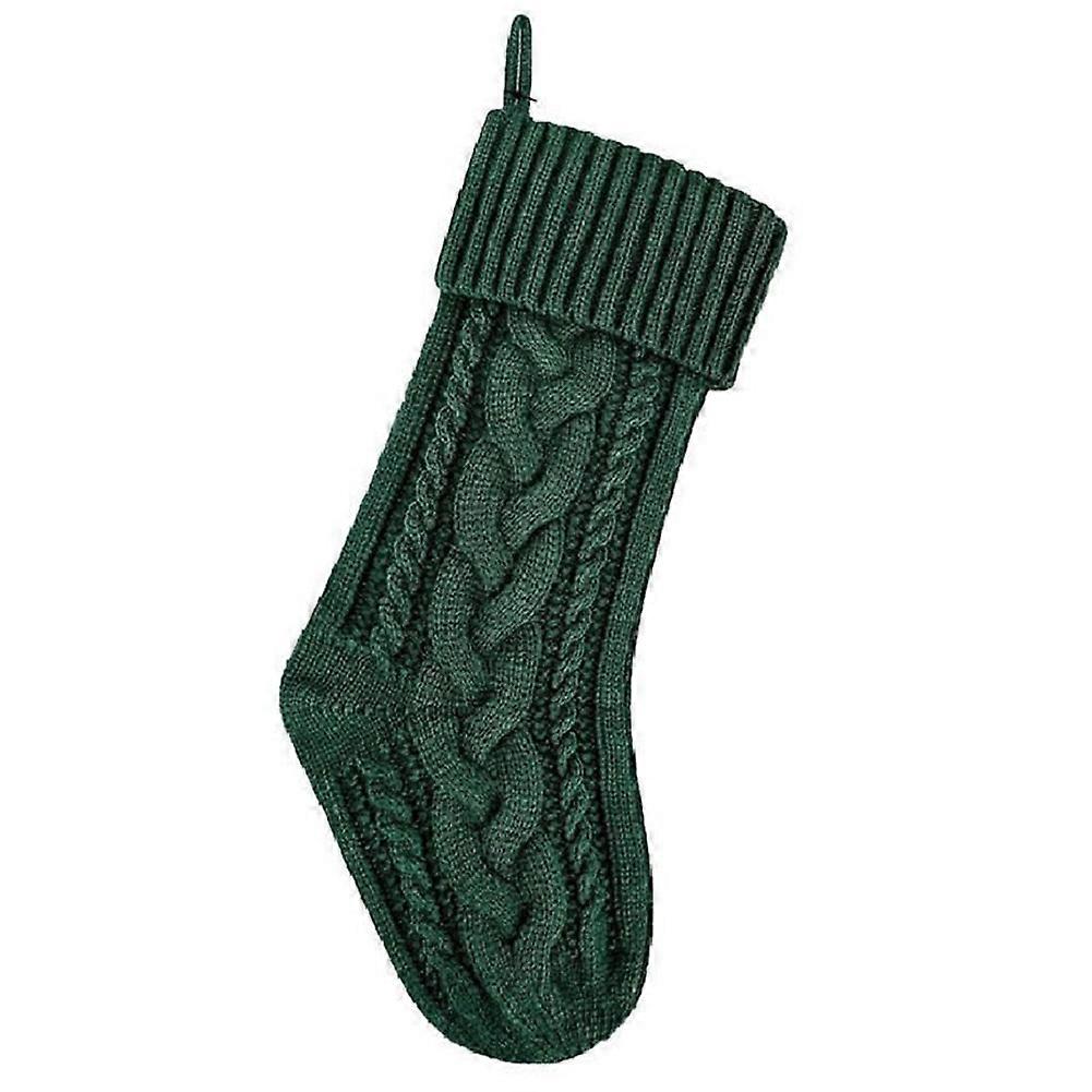 Knitted Christmas Stockings for Family - Green Fireplace Hanging Socks