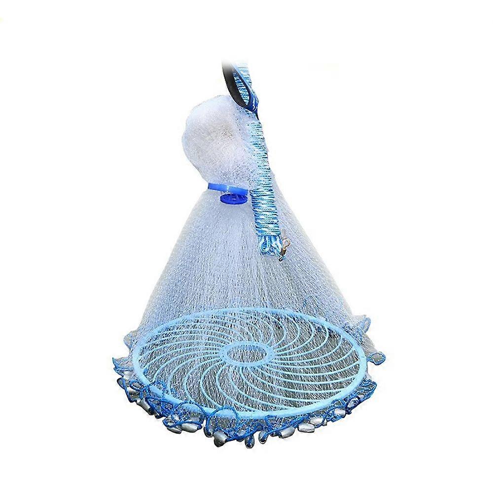 Bait Cast Mesh Trap Net Portable Fishing Landing Net Shrimp Cage for Fish Lobster Prawn Minnow Crayfish Crab (240 Steel Pendant) - Random Flying Disc