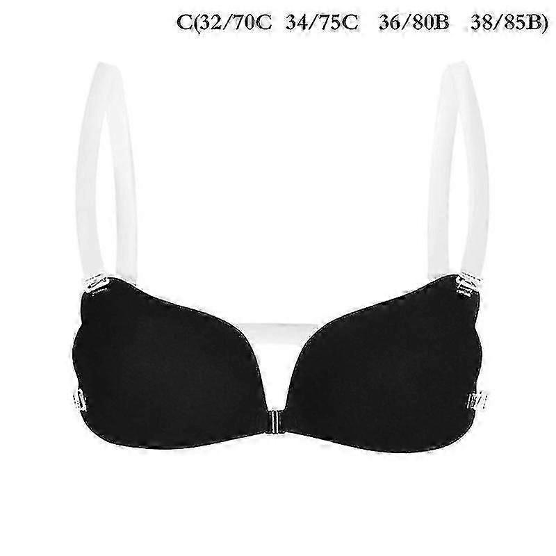 1pc Women Invisible Bra Push Up Silicone Bra With Transparent Straps Backless