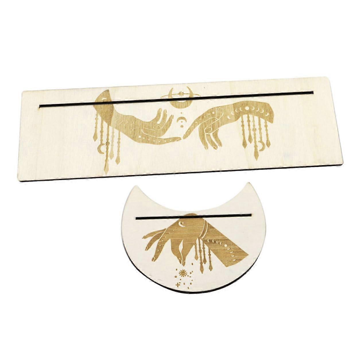 Wooden Tarot Card Holder Set Moon Design Handmade Durable Card Stand for Divination Meditation Wiccan Rituals