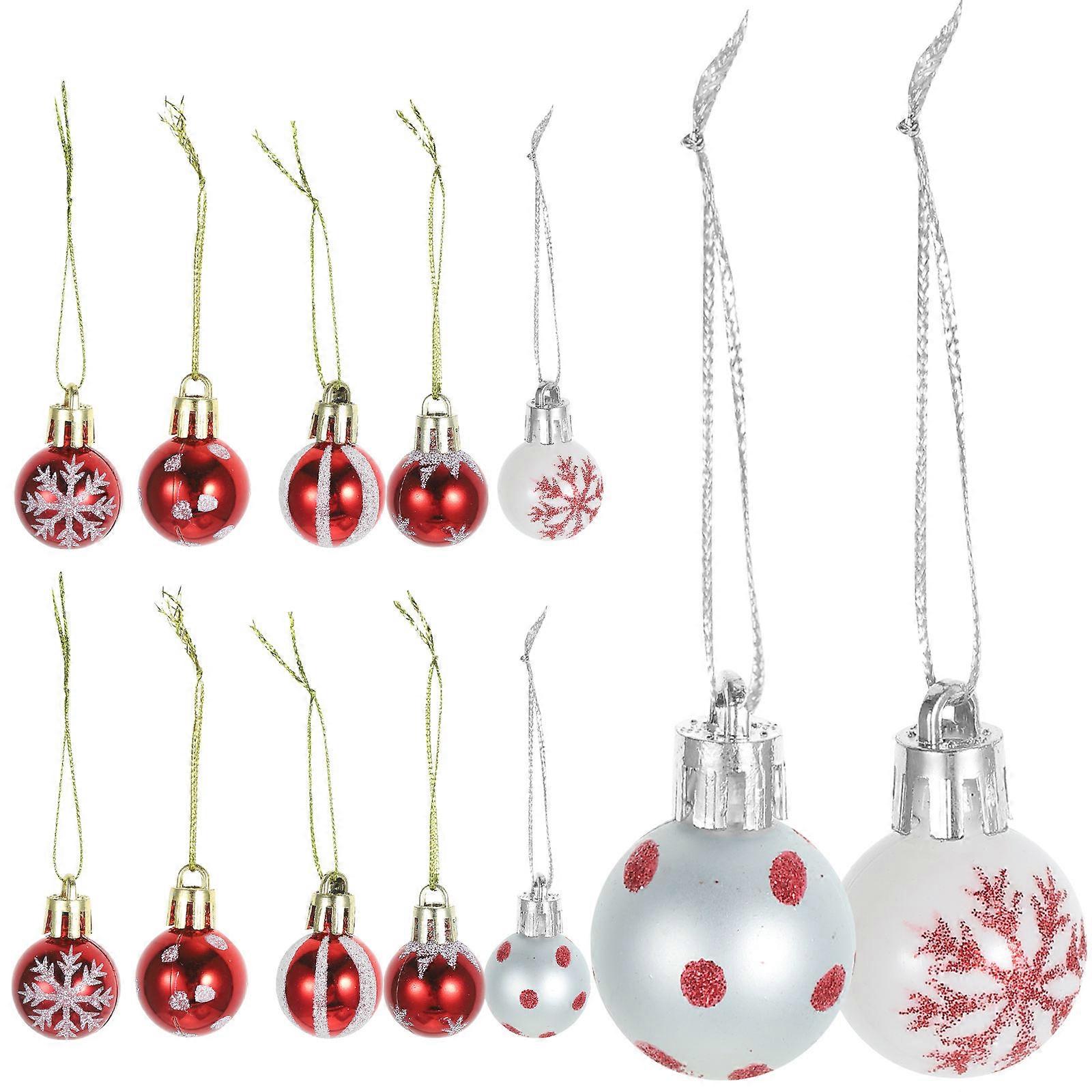 Ball Hanging Decoration Plastic Christmas Ball For Christmas Party Layout Cartoon Shapes Miniature Design 12Pcs