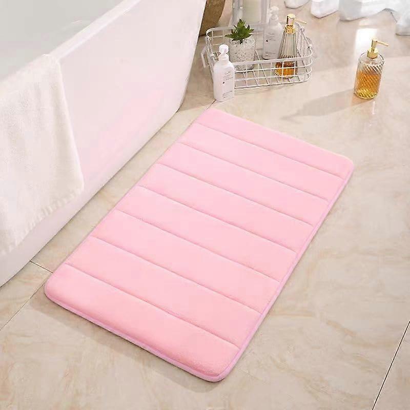 Soft Comfortable Bathroom Rug, Absorbent NonSlip Bath Mat, Memory Foam Coral Fleece (Pink, 60x90cm)