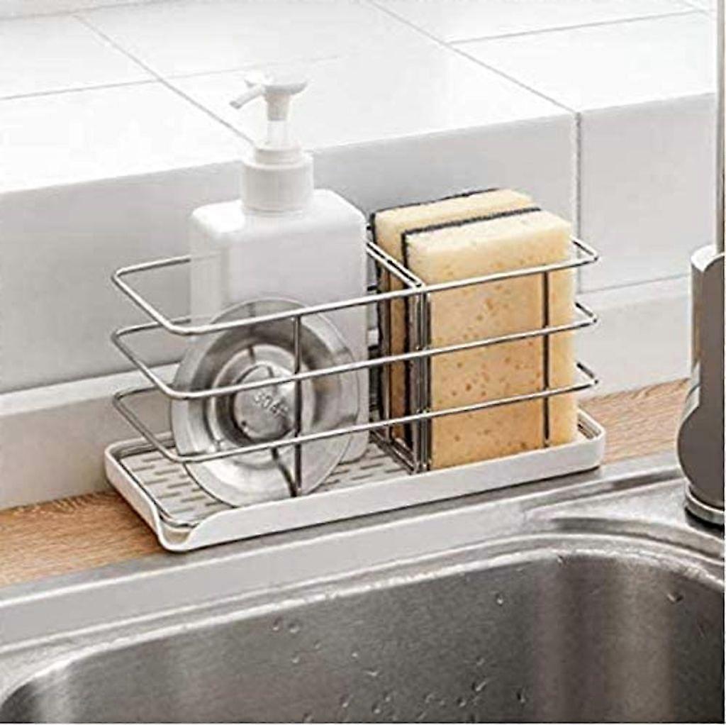 Multifunctional 304 stainless steel sponge rack for kitchen sink sink storage rack drain soap dish adjustable hanging board