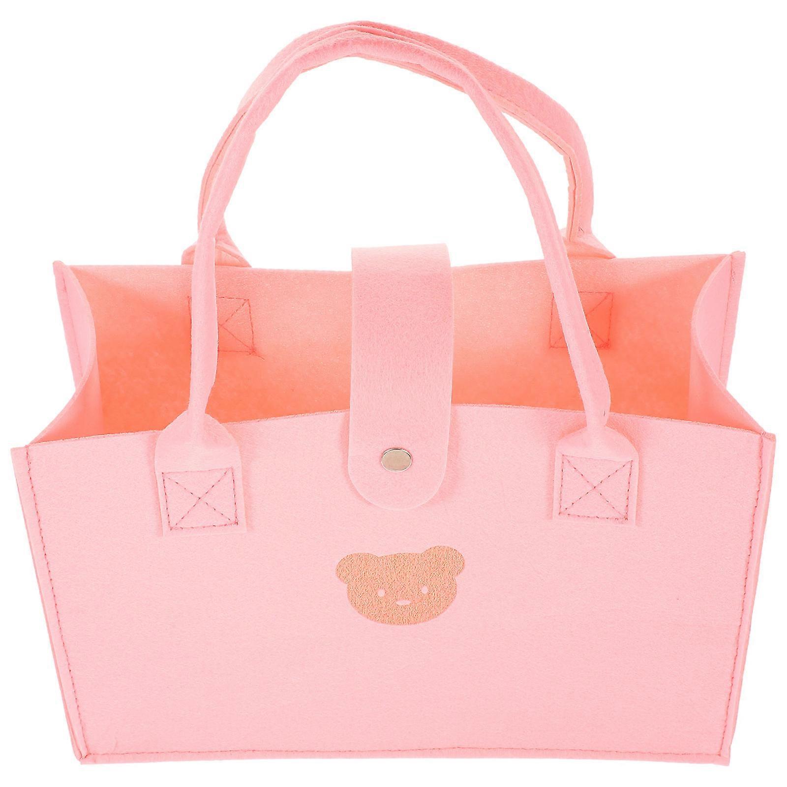 School Tote Bag Pink Felt Tote Bag for Storage Use with Large Capacity