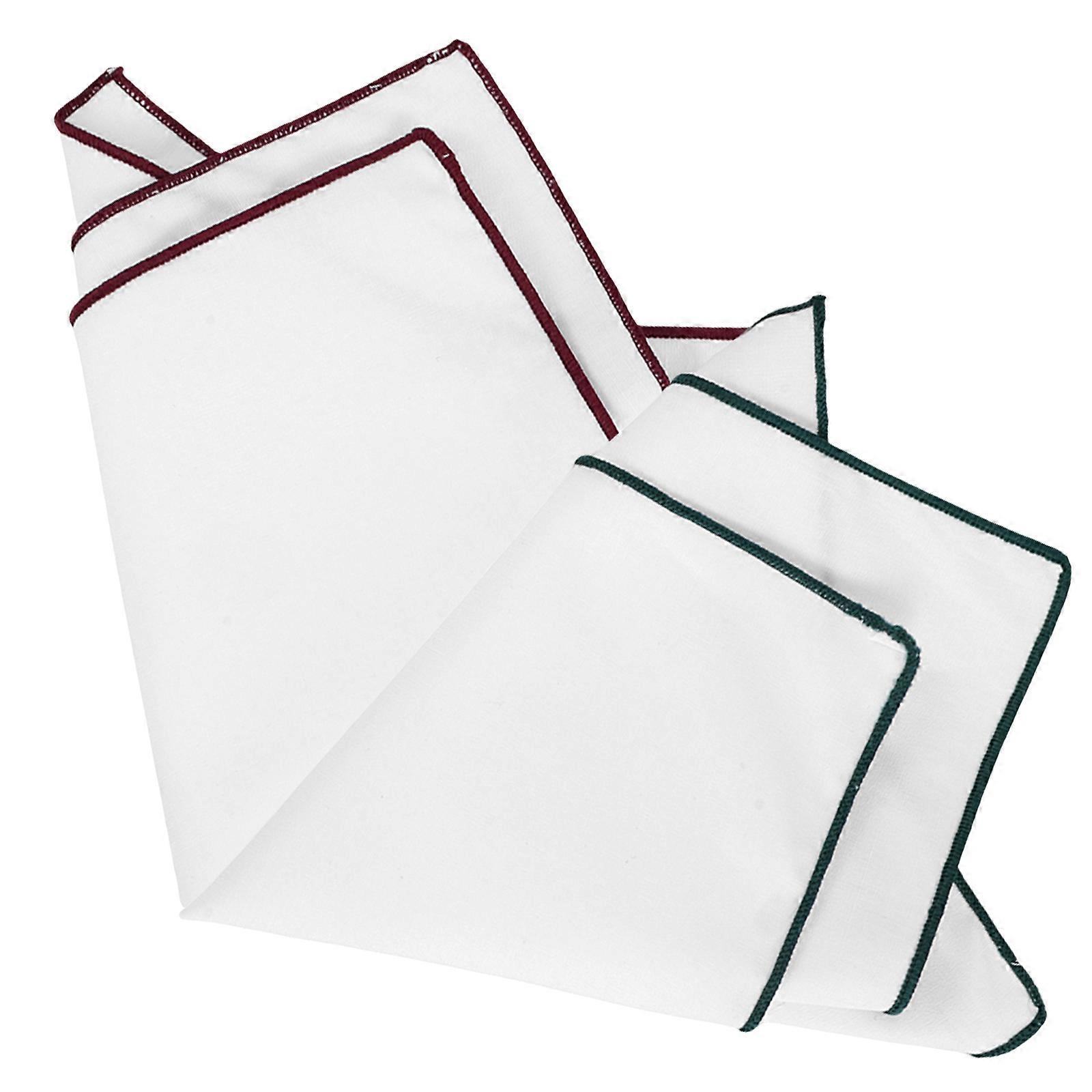 Mens Pocket Square Solid Color White Cotton Cloth Craftsmanship Formal Style 2Pack