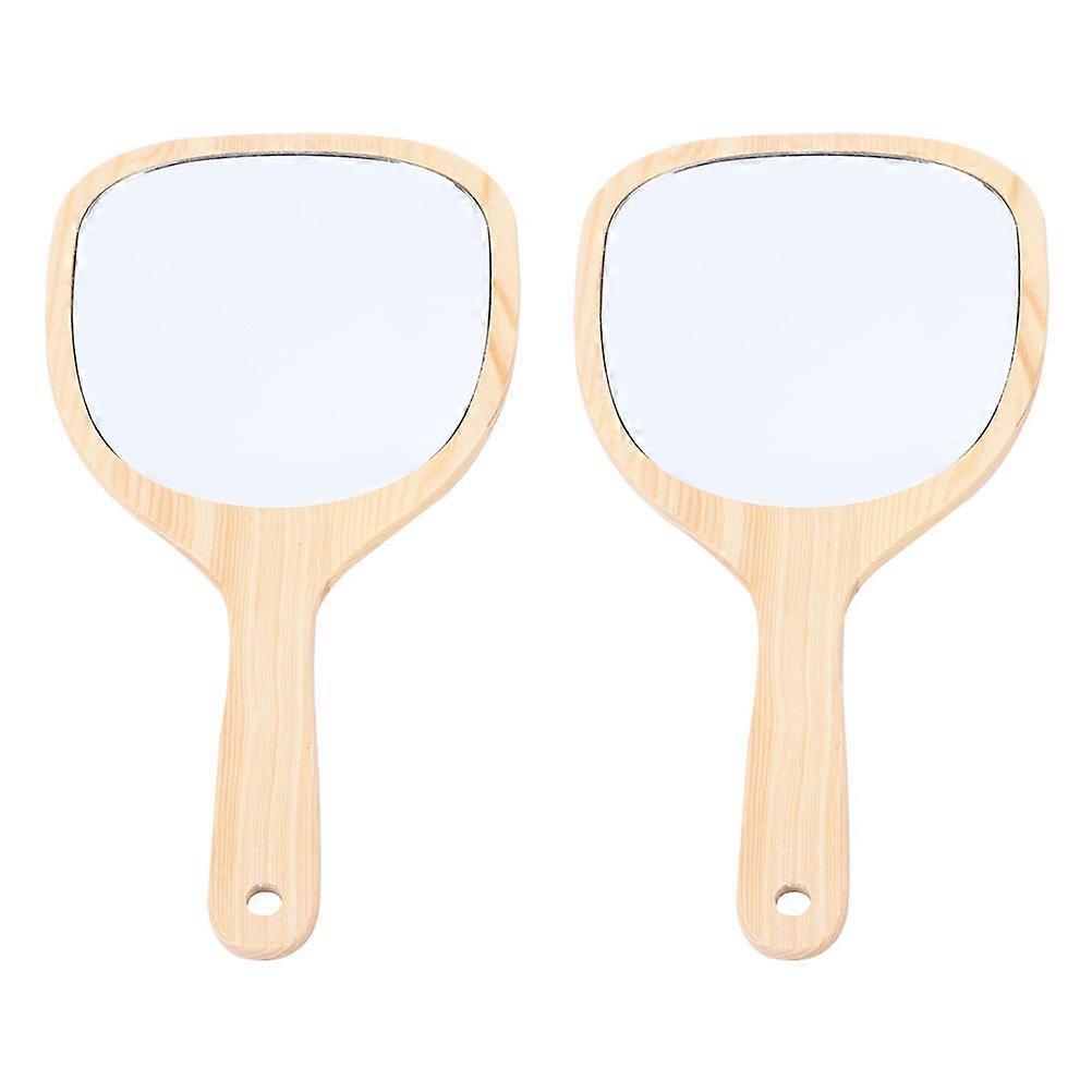 Khaki Portable Handheld Mirror for Makeup with Wooden Fiber Board Material and Perfect Size 2 Pieces