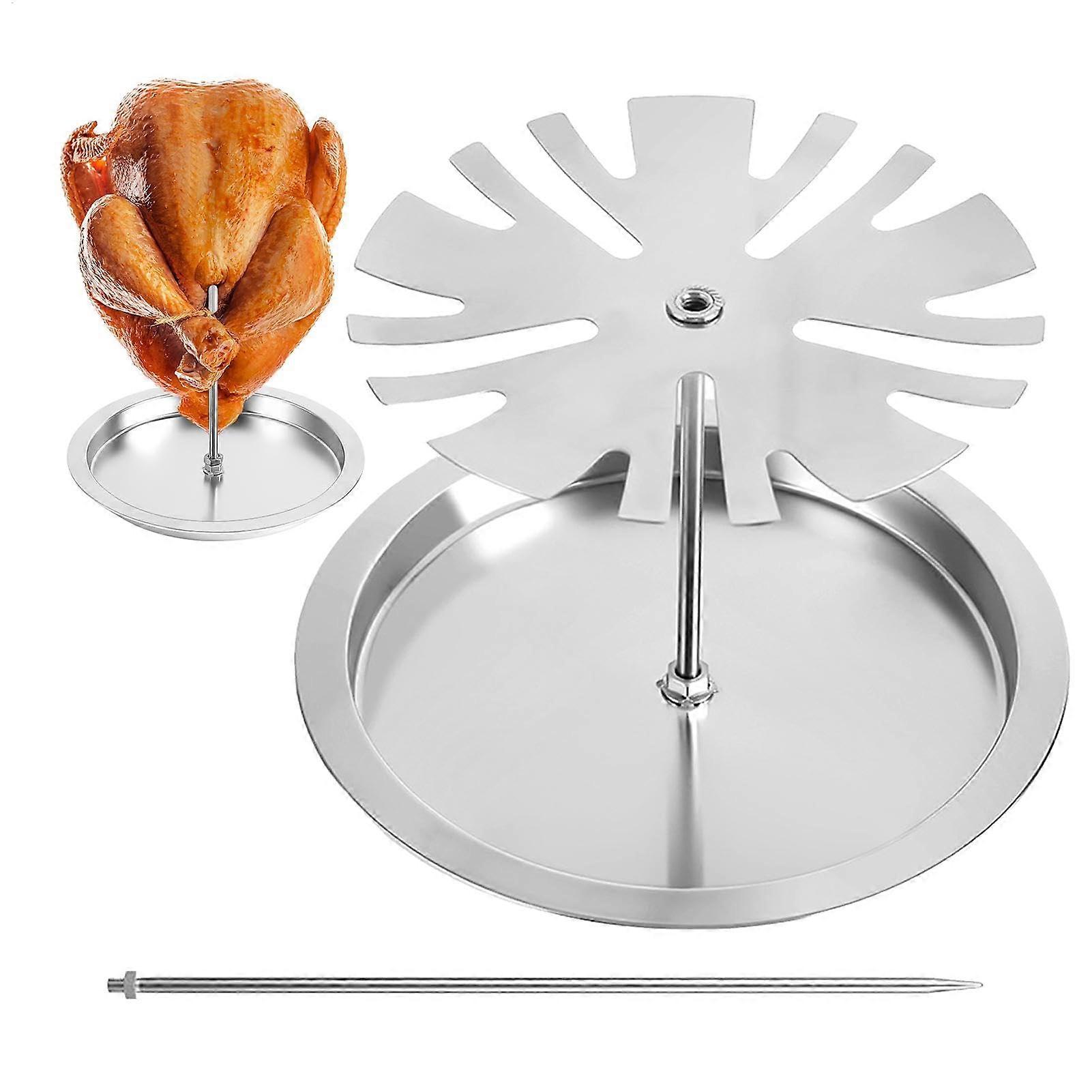 Chicken Leg Rack Stainless Steel Drumstick Grill Holder with Drip Tray, 15 Slots