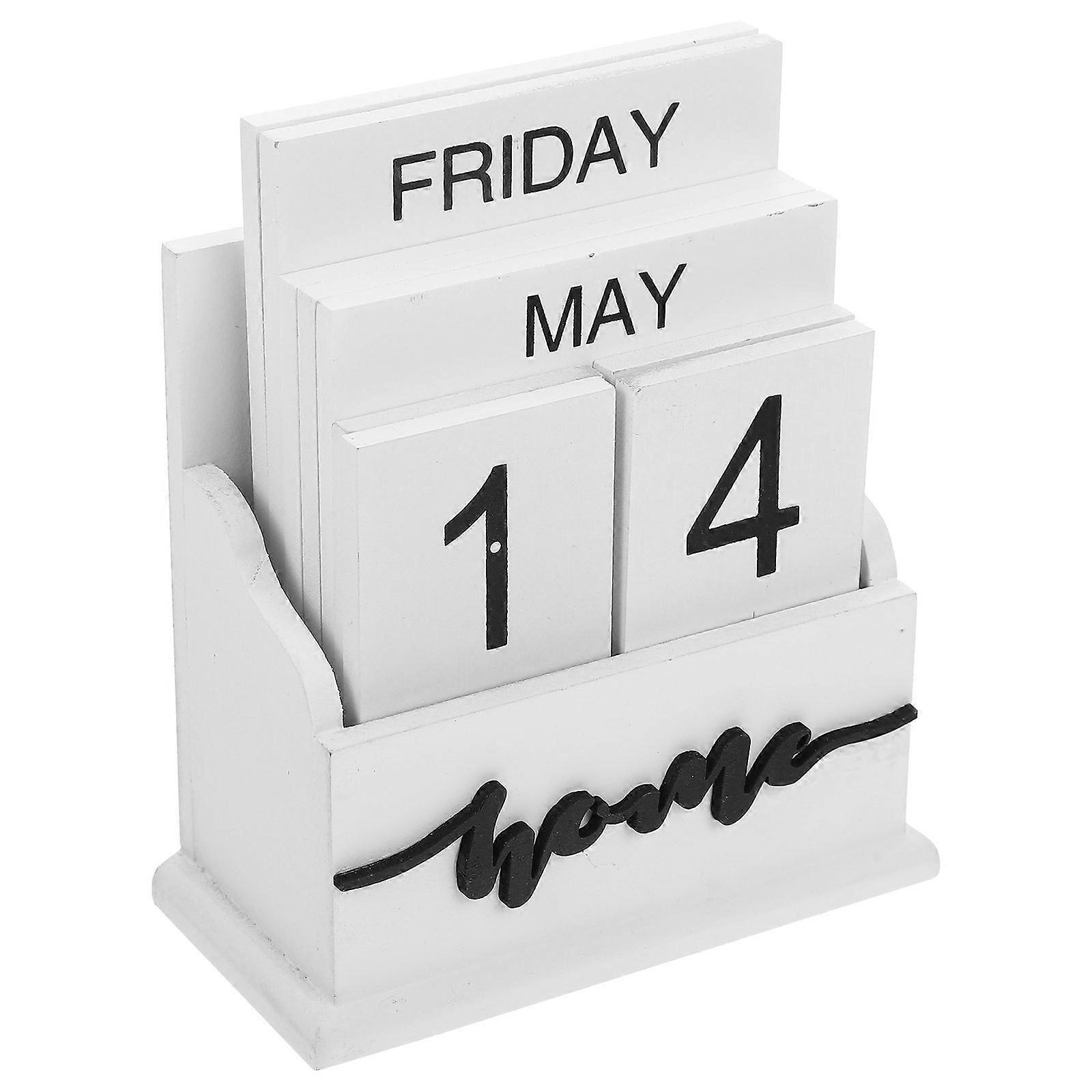 Wooden Desktop Calendar present For Bedroom White Color Simple Style 1Set