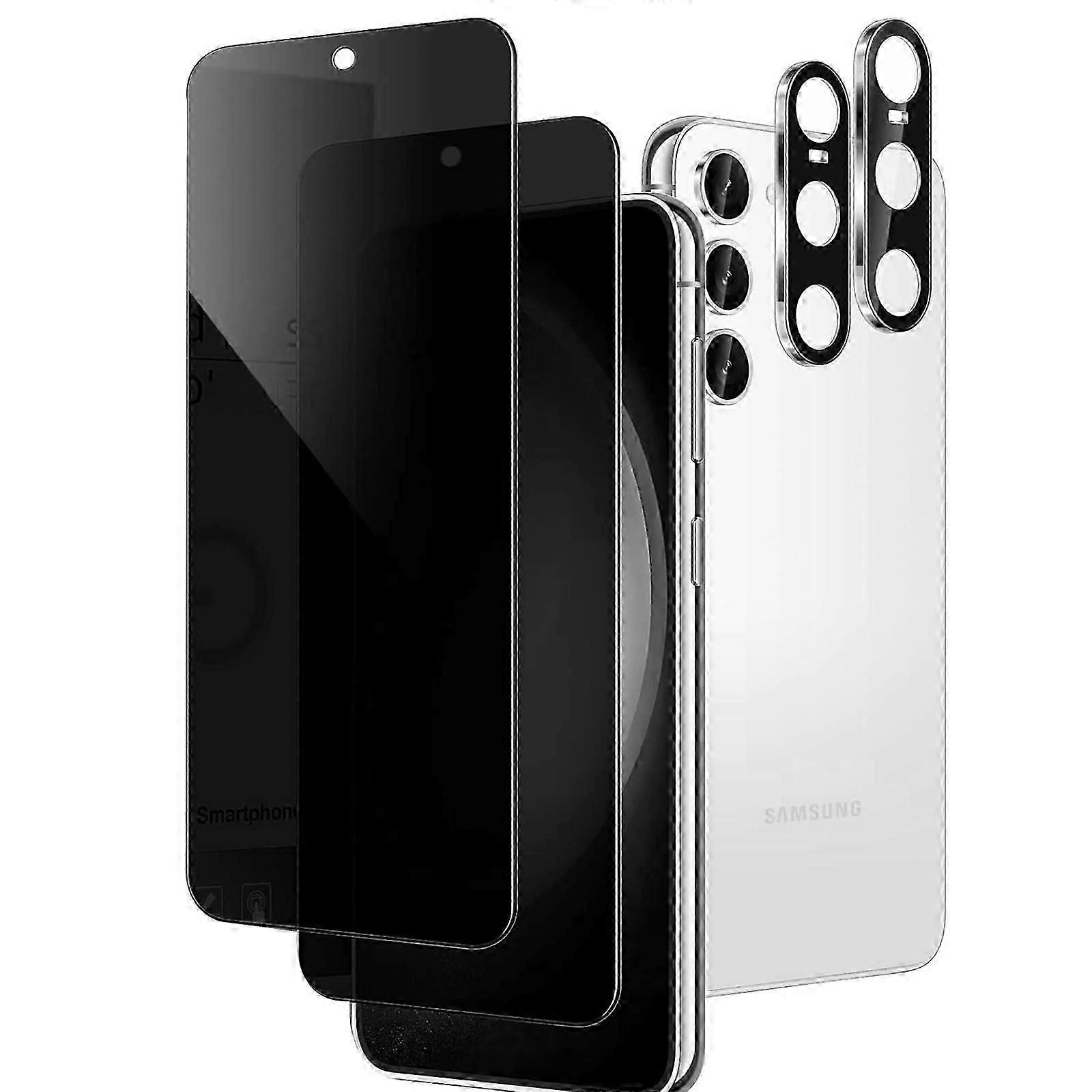 2 Pack for Samsung Galaxy S23 Privacy Screen Protector Upgrade Fingerprint Unlock Compatible Tempered Glass + 2 Pack Camera Lens Protector, Anti Spy C