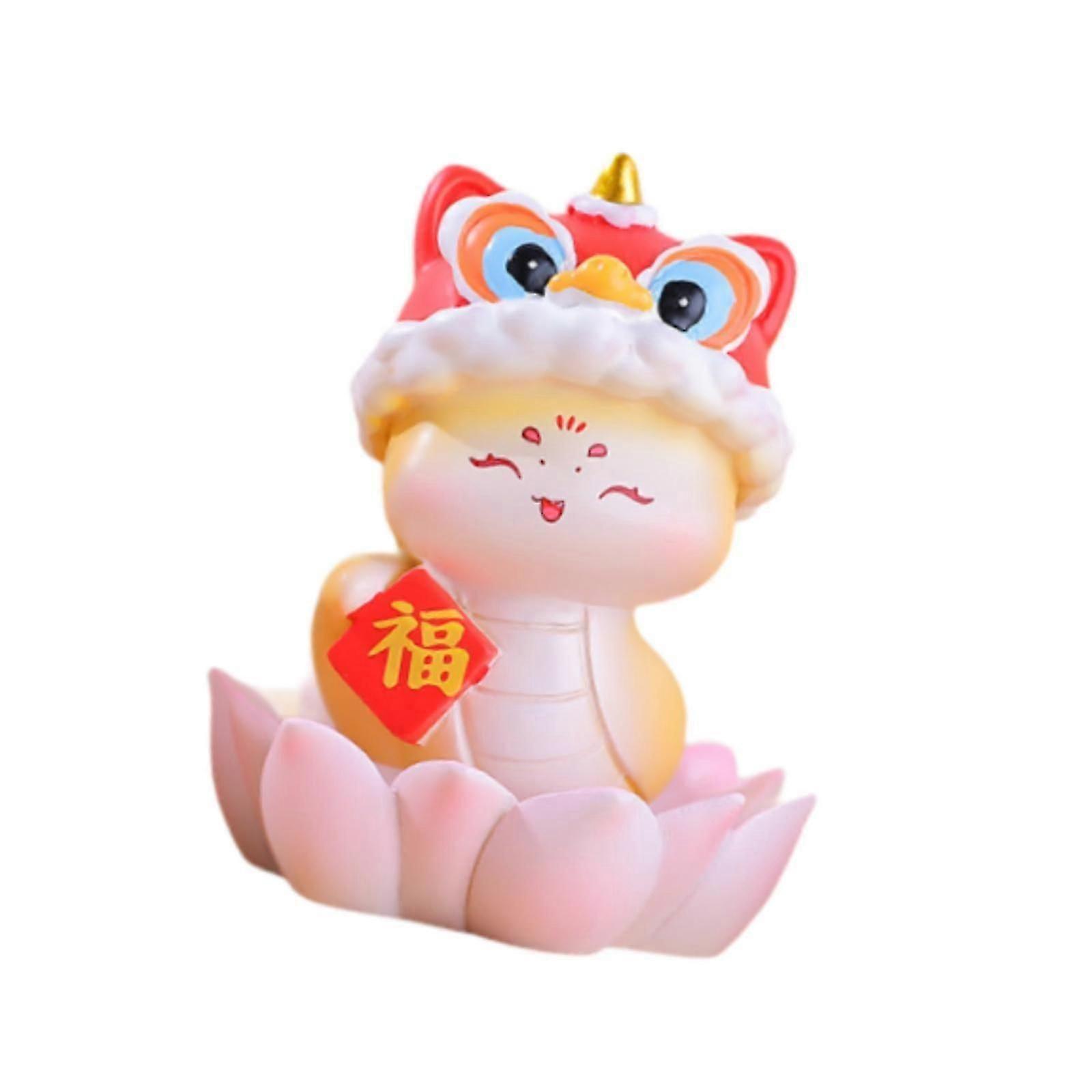 Chinese New Year Snake Figurine Cute Spring Festival Statue for Shelf Office Wink