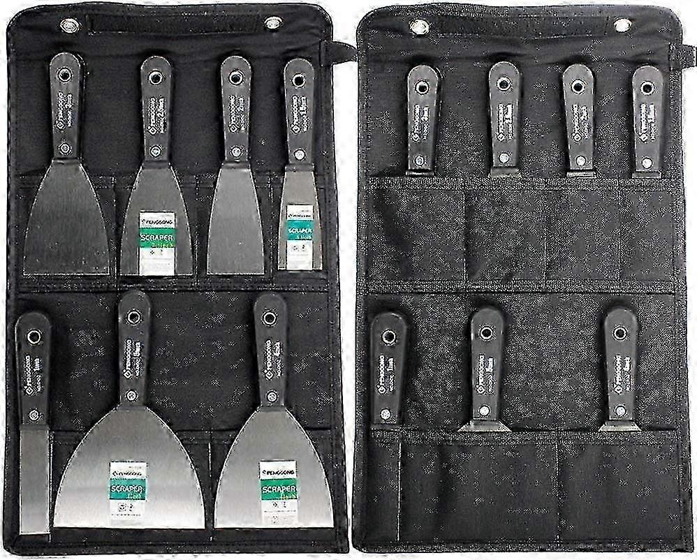 7-Piece Putty Knife & Scraper Set - Non-Slip Plastic Handles with Convenient Storage Bag for Home Improvement & DIY Projects