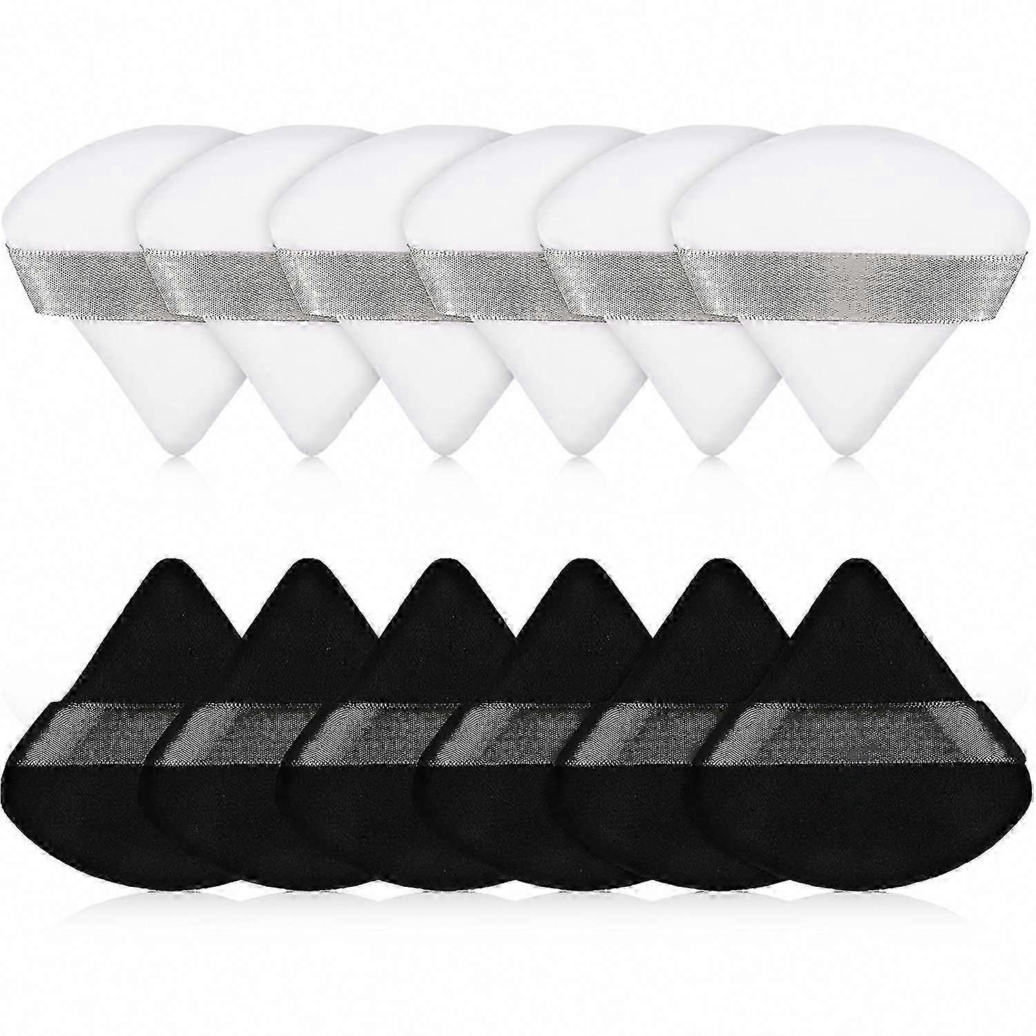 12 Pack Powder Puff Triangle Sponge for Face - Wet & Dry Makeup Blending Tool
