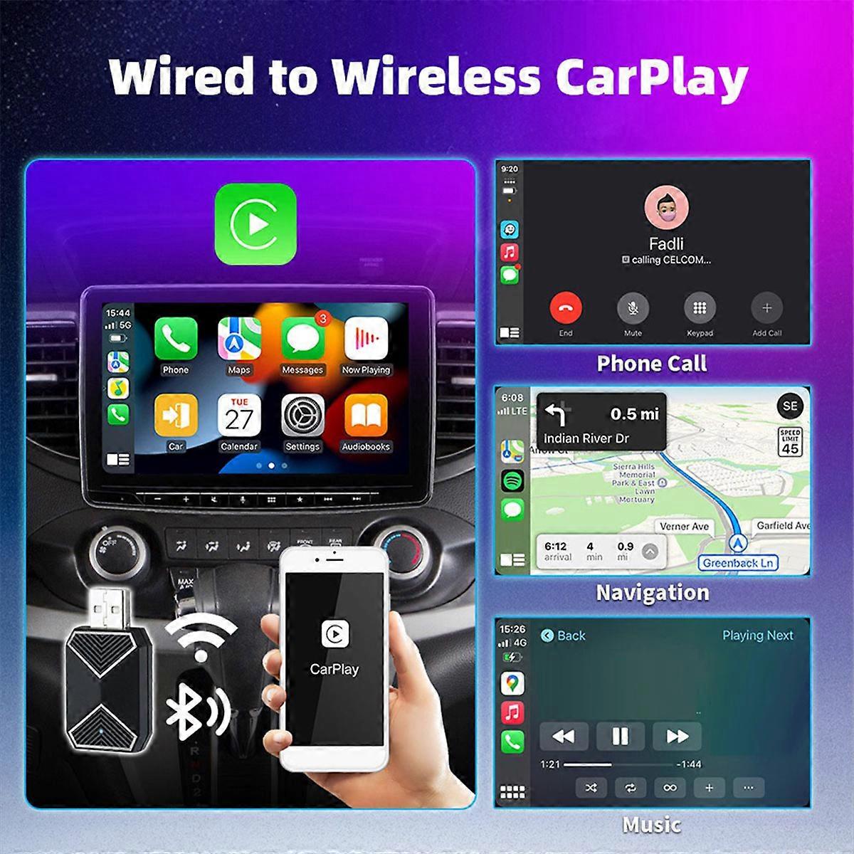 Wireless CarPlay Adapter Android Auto 2 in 1 Mini AI Box Adapter Cars WiFi Voice Assistant for Wire