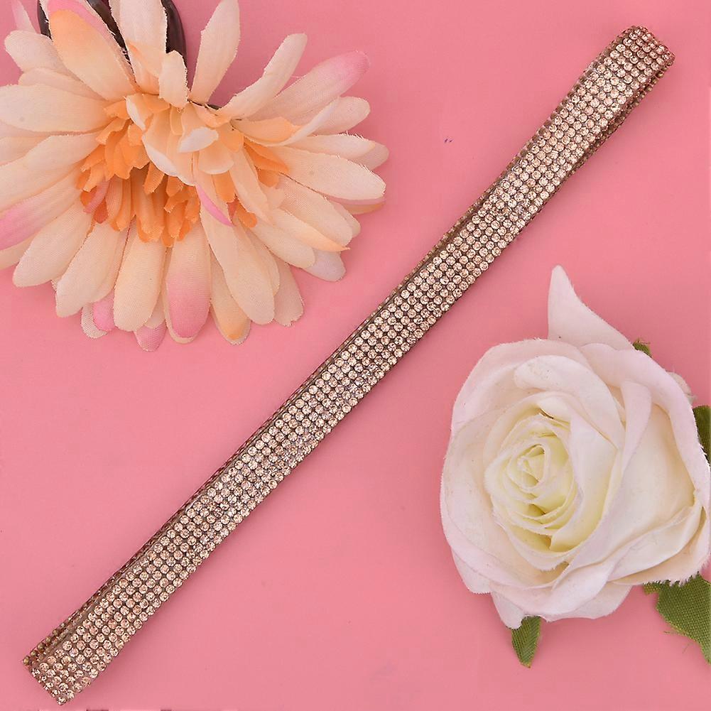 5 Rows 1m Rhinestone Trim Ribbon Hot Fix Crystal Chain Trim Garment Accessories Decoration(Champagne )